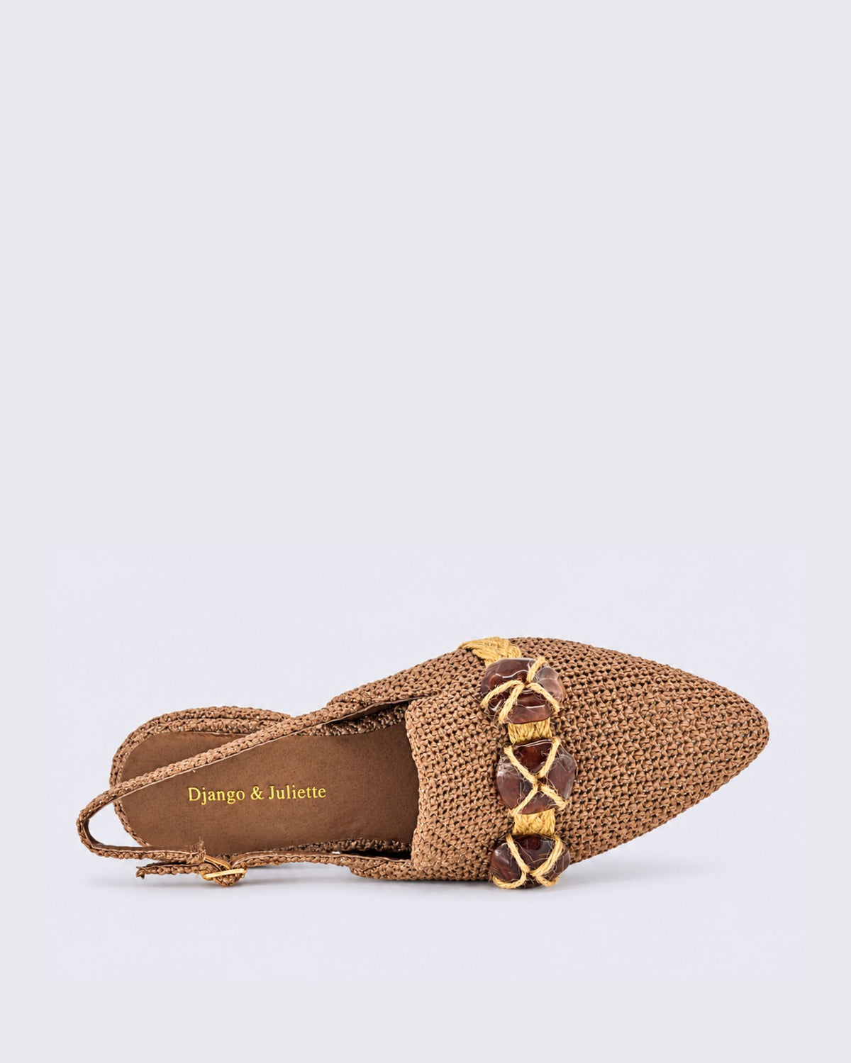 EBONEY SLINGBACK FLAT COFFEE RAFFIA