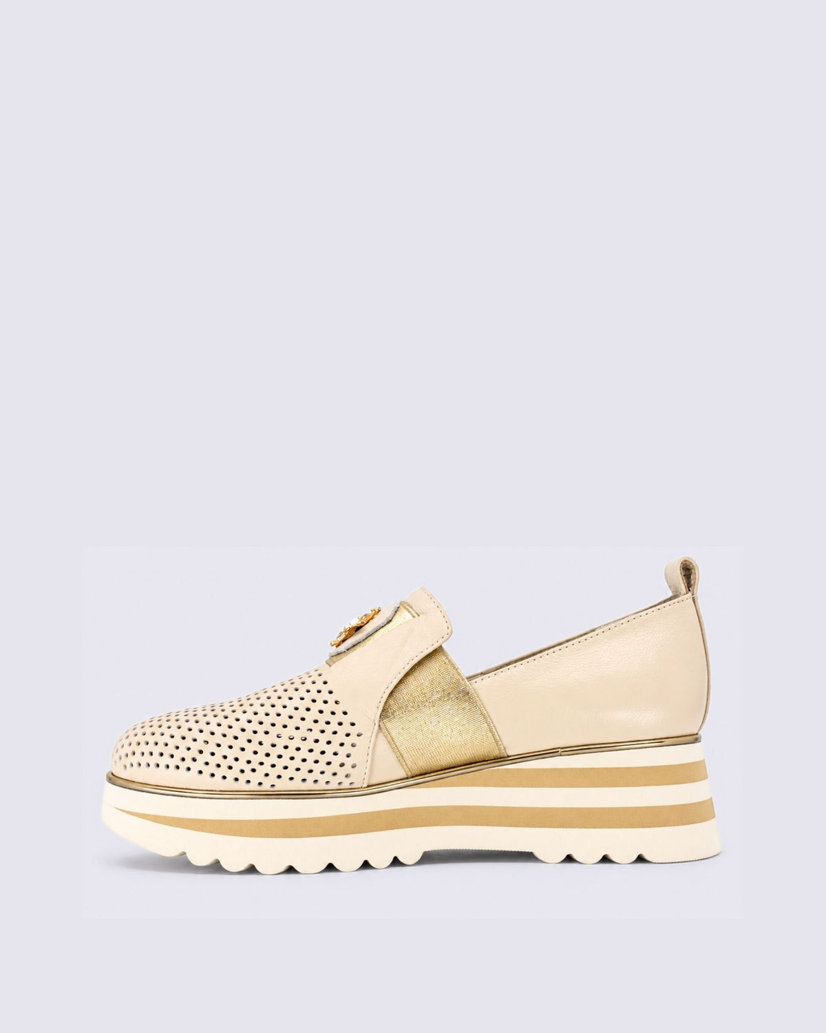 ENSOM FLATS MILK/GOLD LEATHER