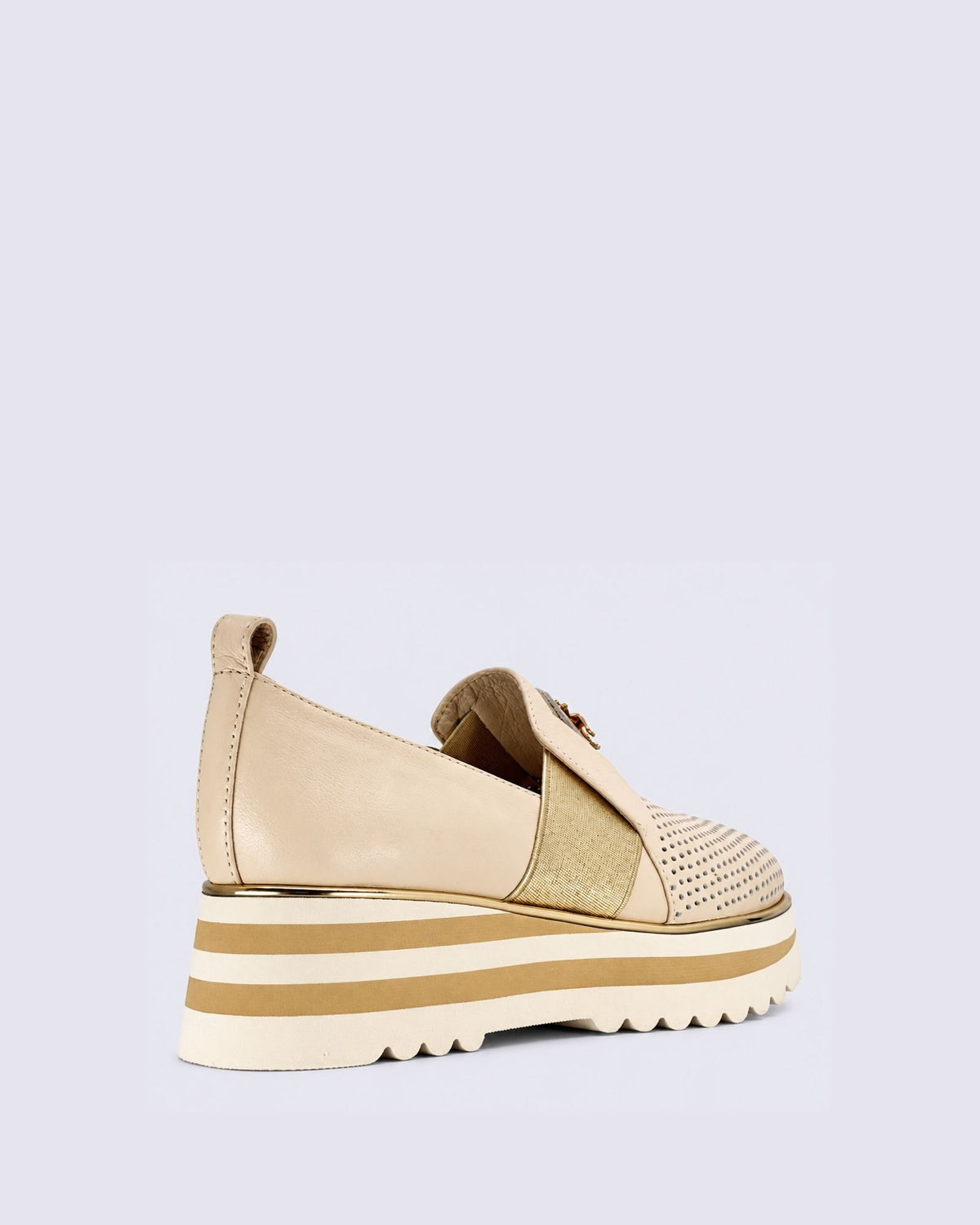 ENSOM FLATS MILK/GOLD LEATHER