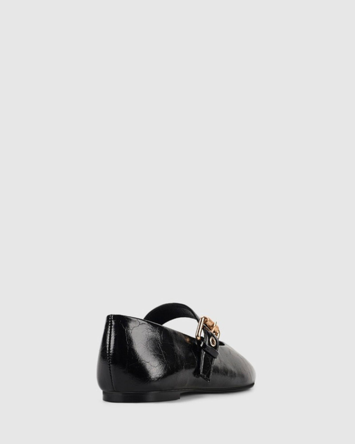 EUROPE MARY-JANE FLATS BLACK CRINKLE