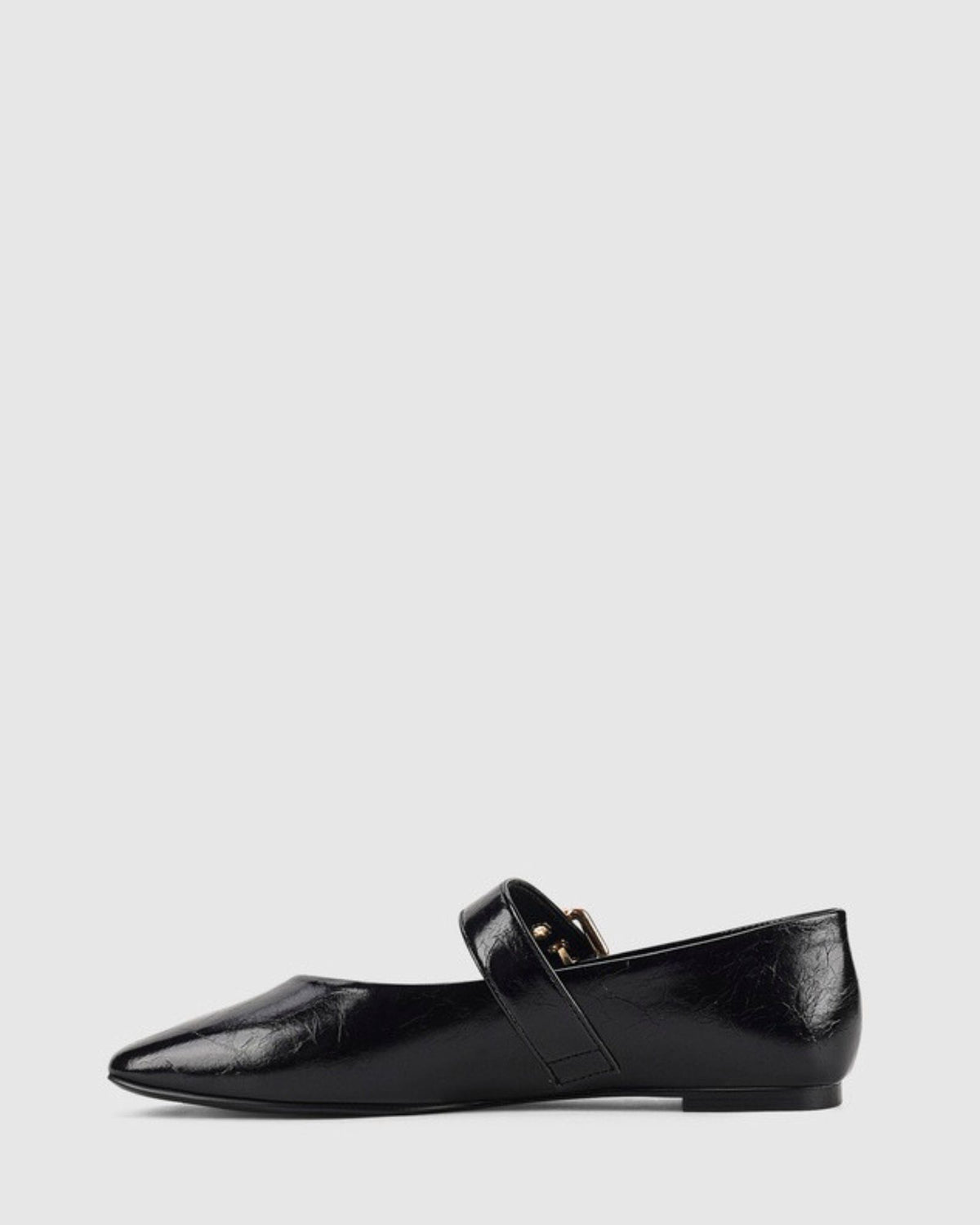 EUROPE MARY-JANE FLATS BLACK CRINKLE