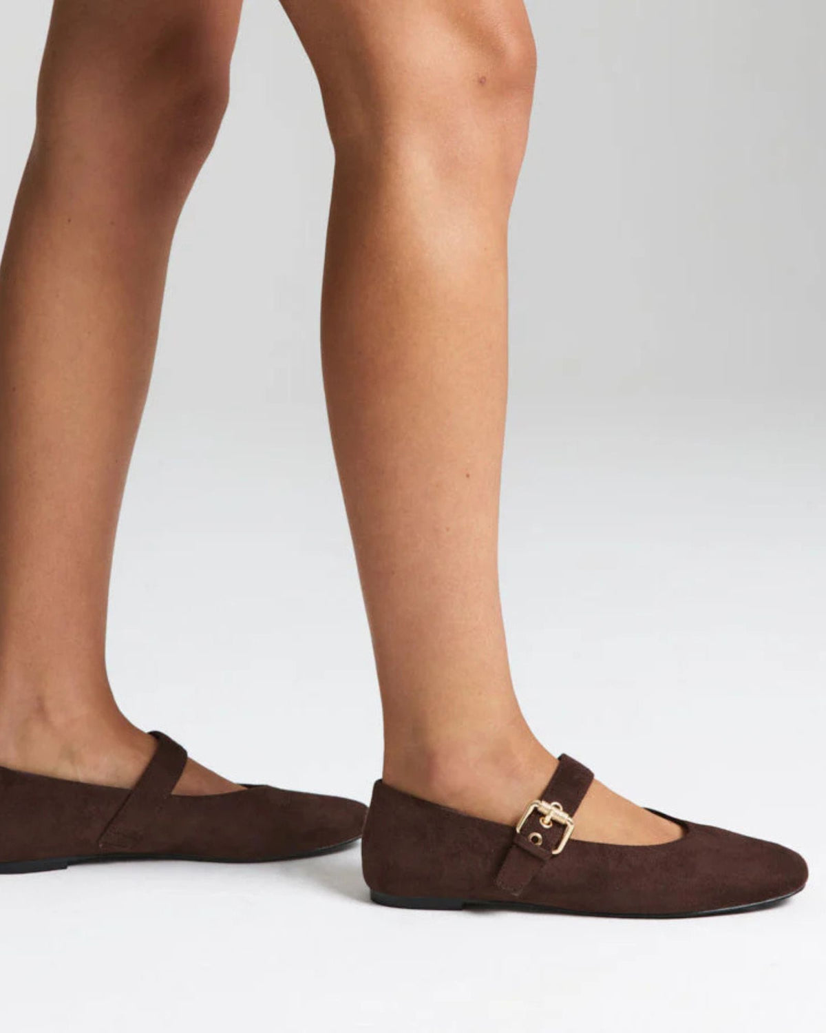 EUROPE MARY-JANE FLATS CHOCOLATE BROWN MICRO