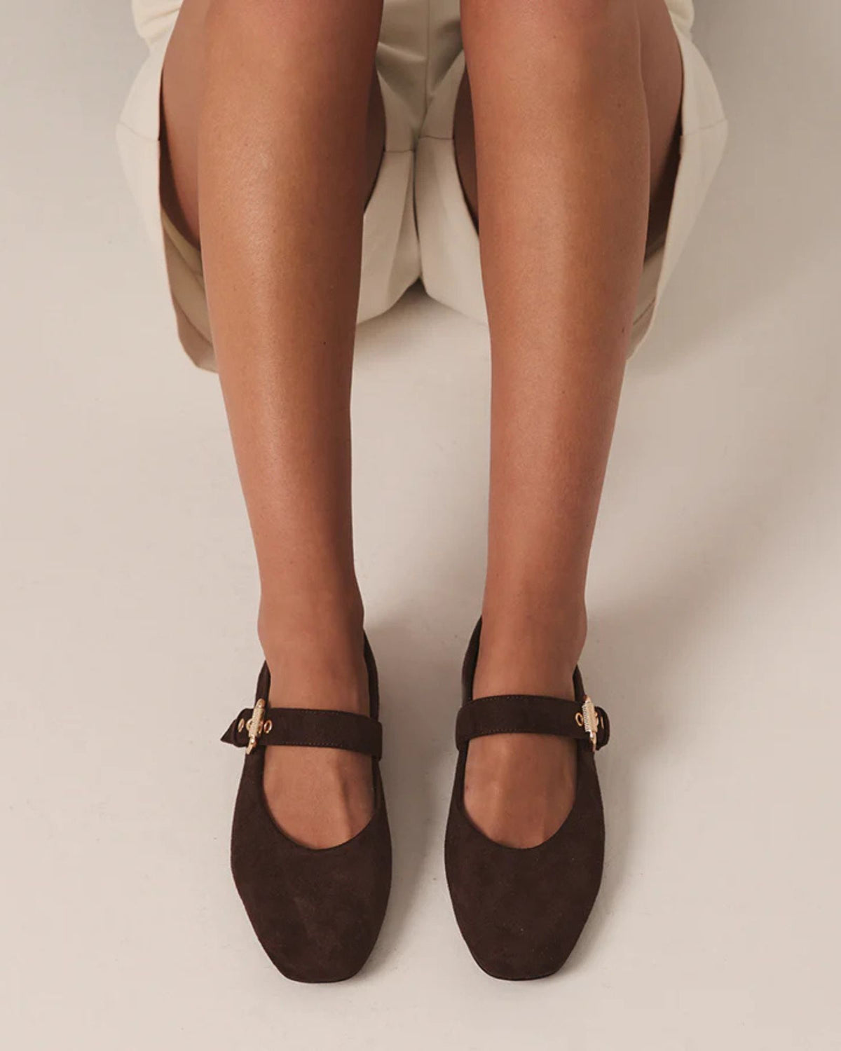 EUROPE MARY-JANE FLATS CHOCOLATE BROWN MICRO