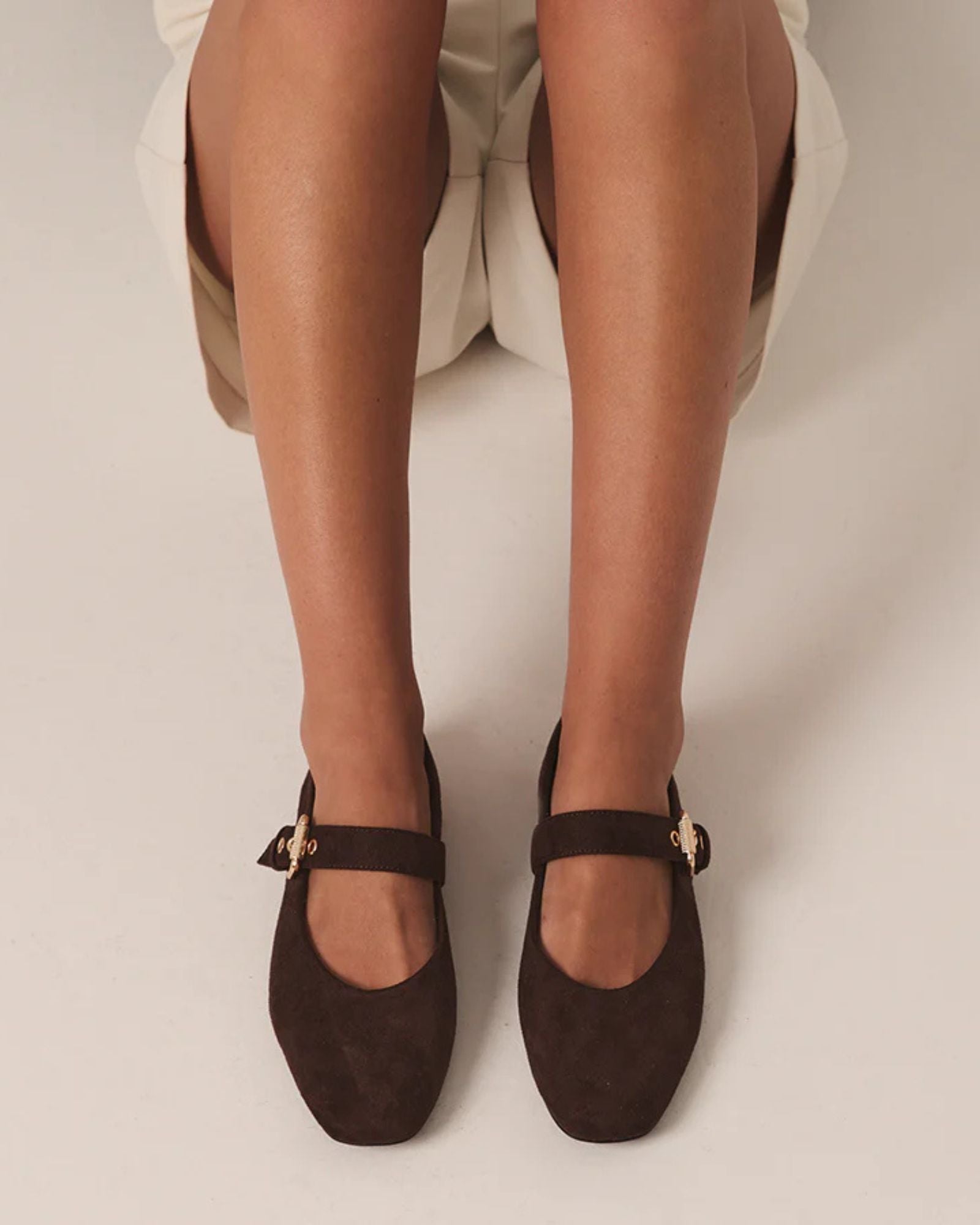 EUROPE MARY-JANE FLATS CHOCOLATE BROWN MICRO