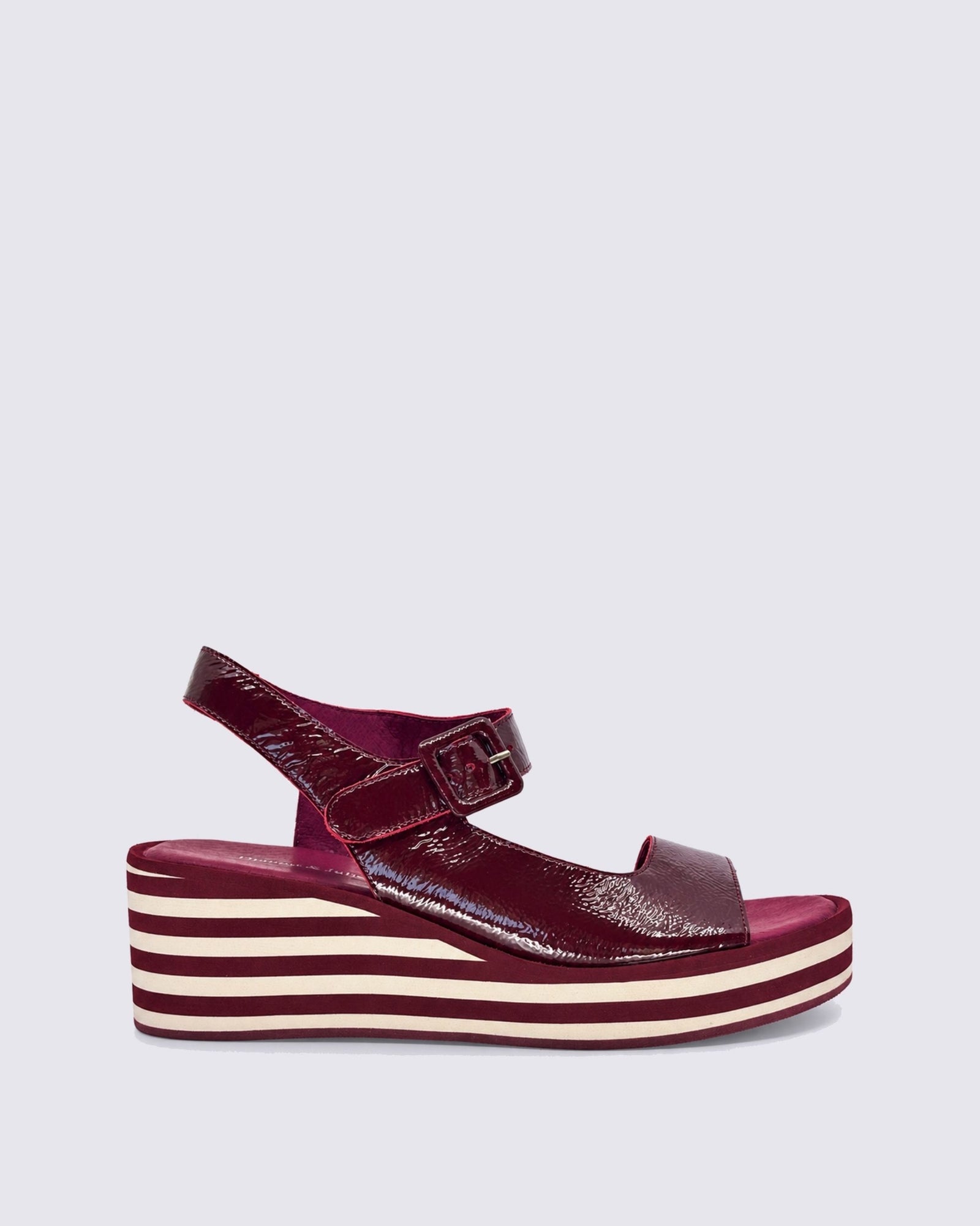 FIGG PLATFORM SANDALS WINE WRINKLE PATENT
