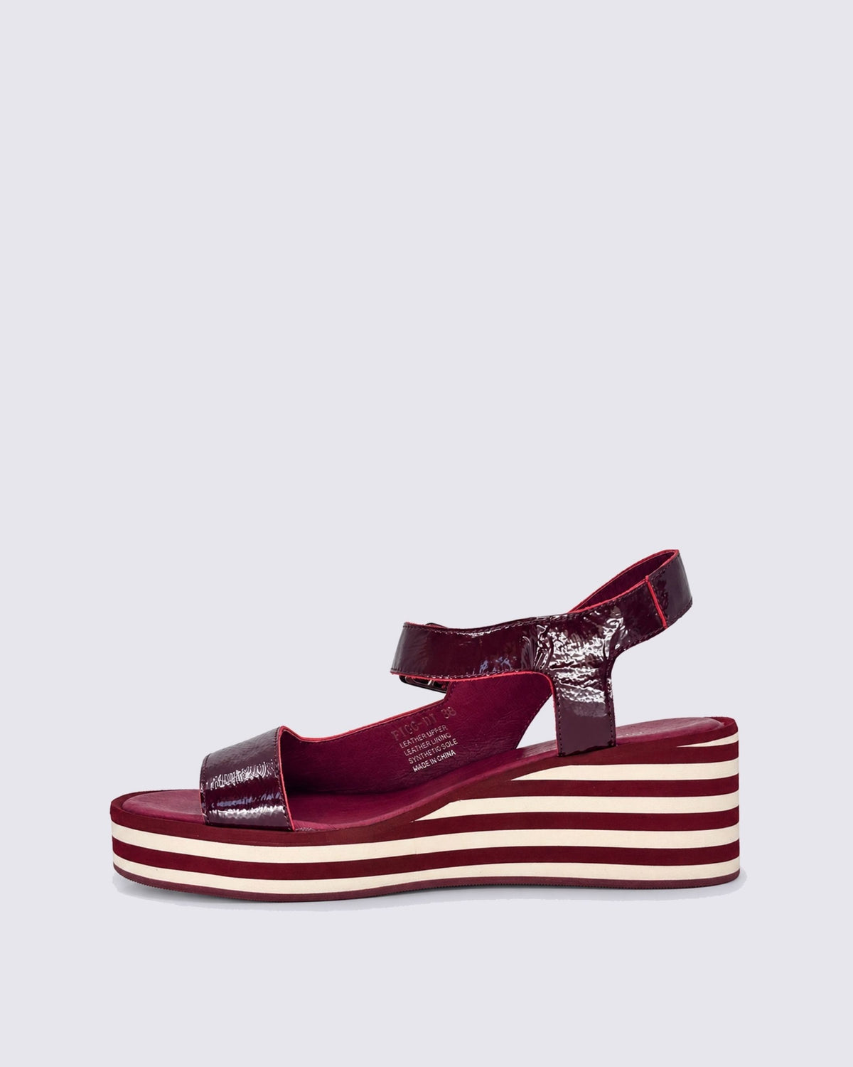 FIGG PLATFORM SANDALS WINE WRINKLE PATENT