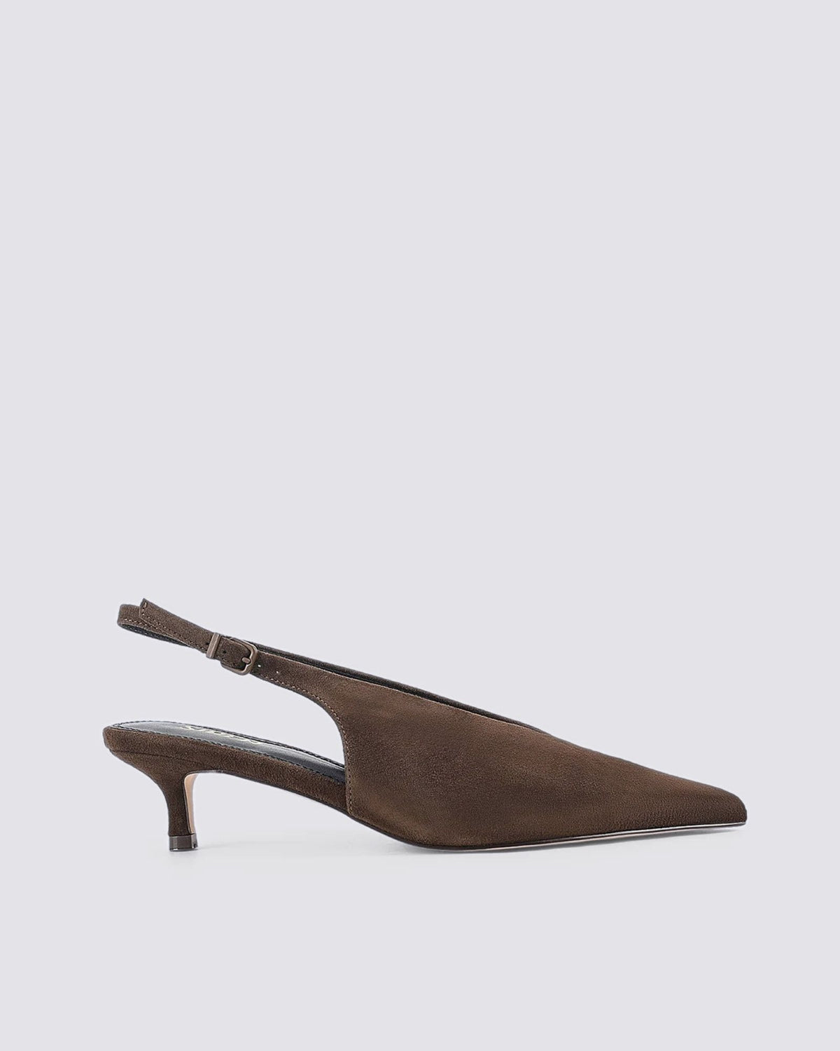 FLY POINT TOE SLINGBACKS CHOCOLATE BROWN SUEDE