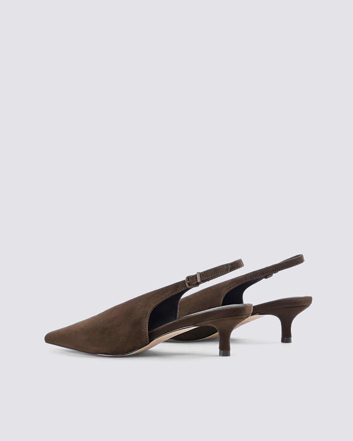 FLY POINT TOE SLINGBACKS CHOCOLATE BROWN SUEDE