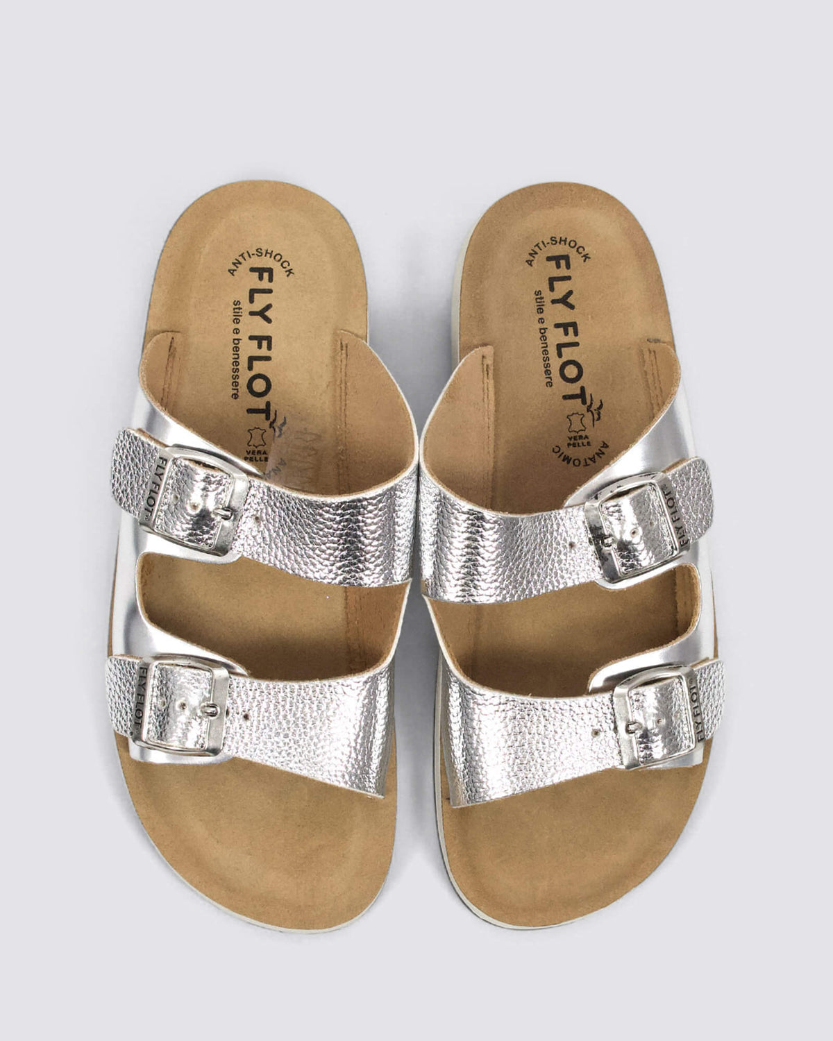 FlyFlot 77G64 Silver Womens Sandals Andrea Biani