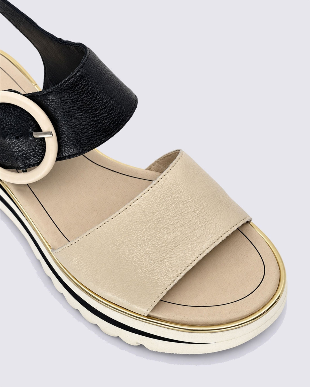 HARLOWS SANDALS MILK/BLACK