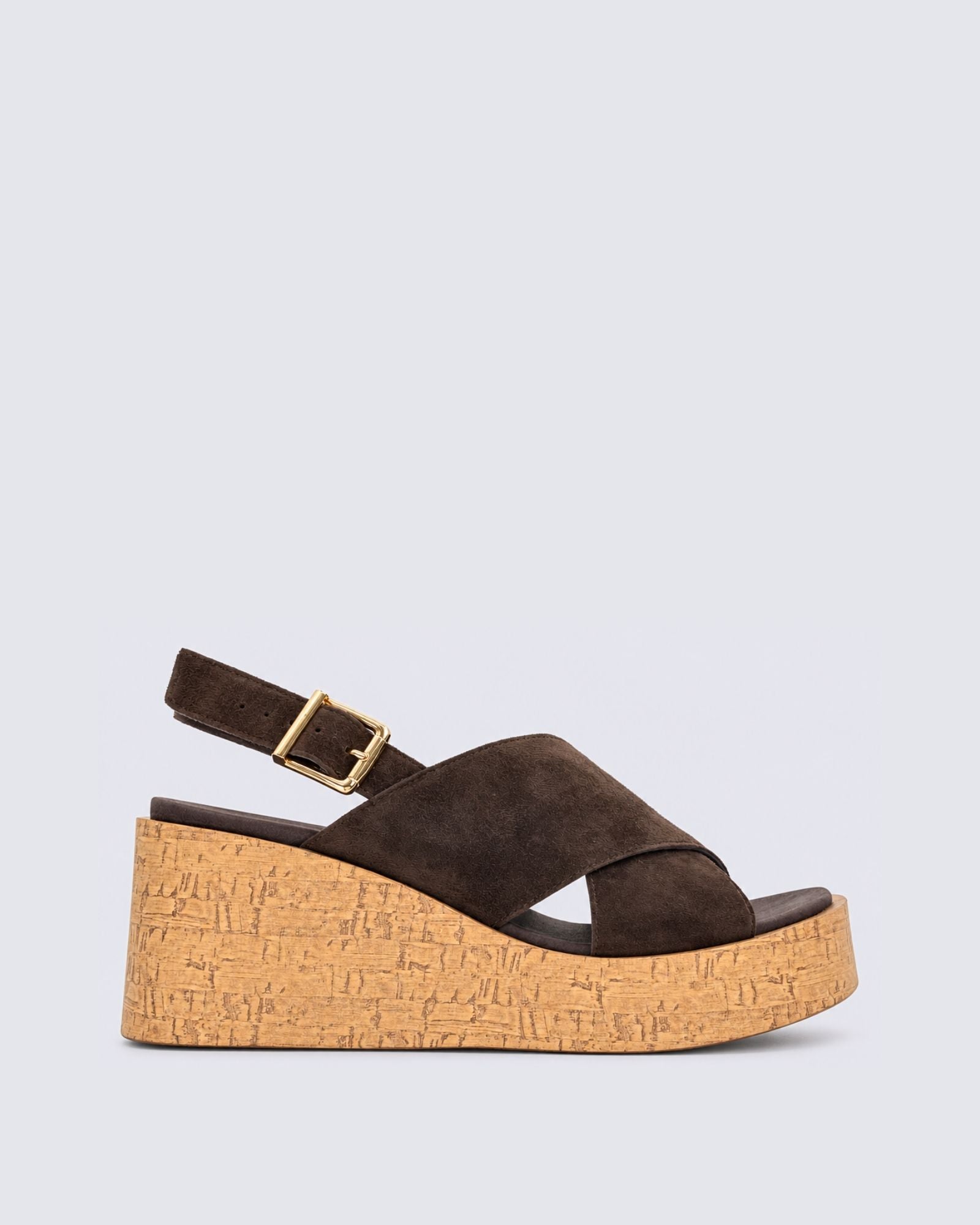 ICLAIRE WEDGE SANDALS CHOCOLATE SUEDE
