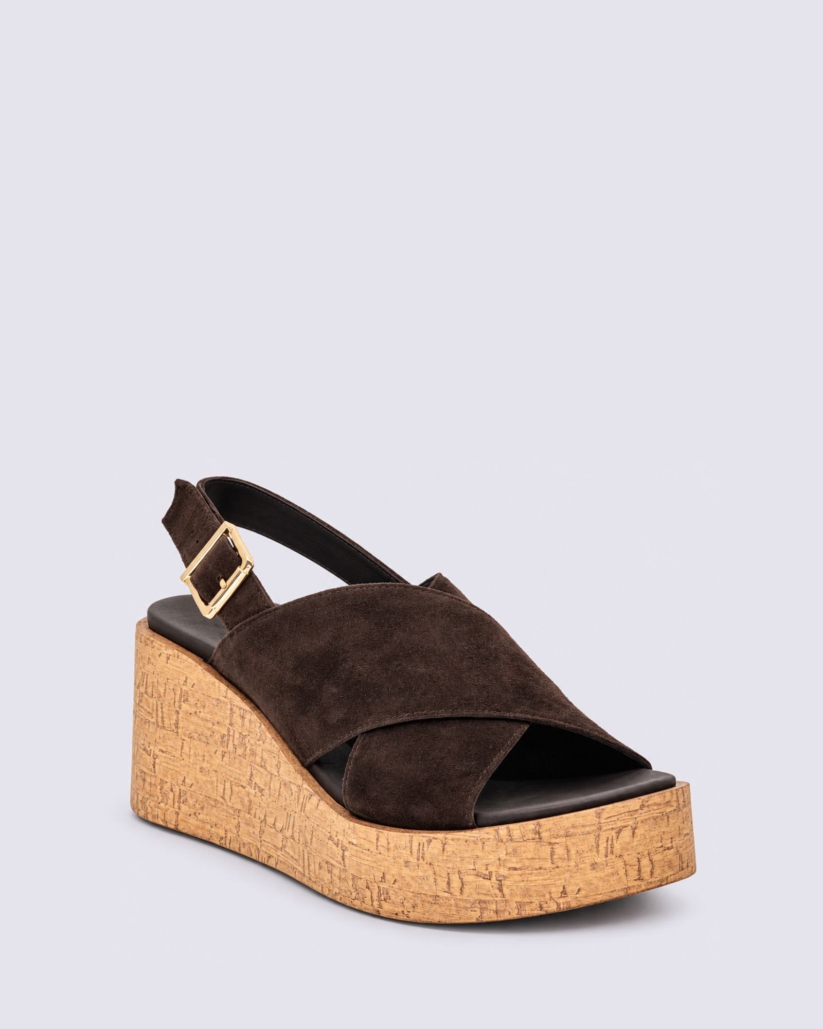 ICLAIRE WEDGE SANDALS CHOCOLATE SUEDE
