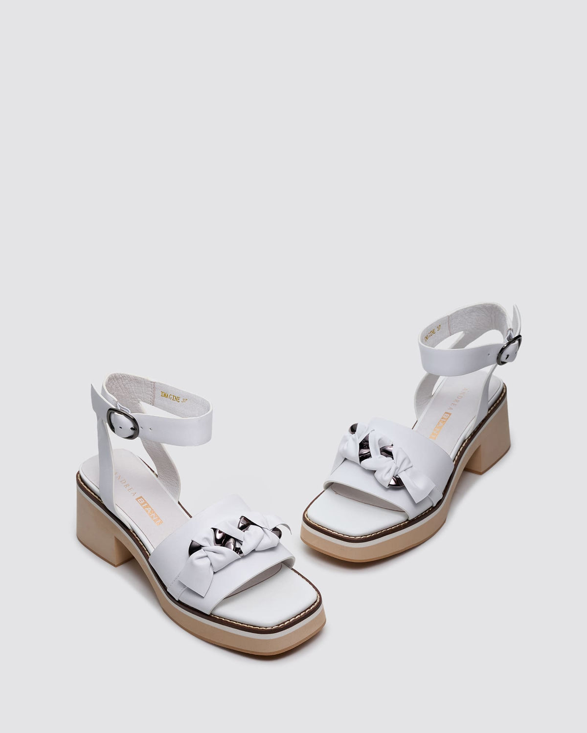 IMAGINE PLATFORM SANDALS WHITE LEATHER