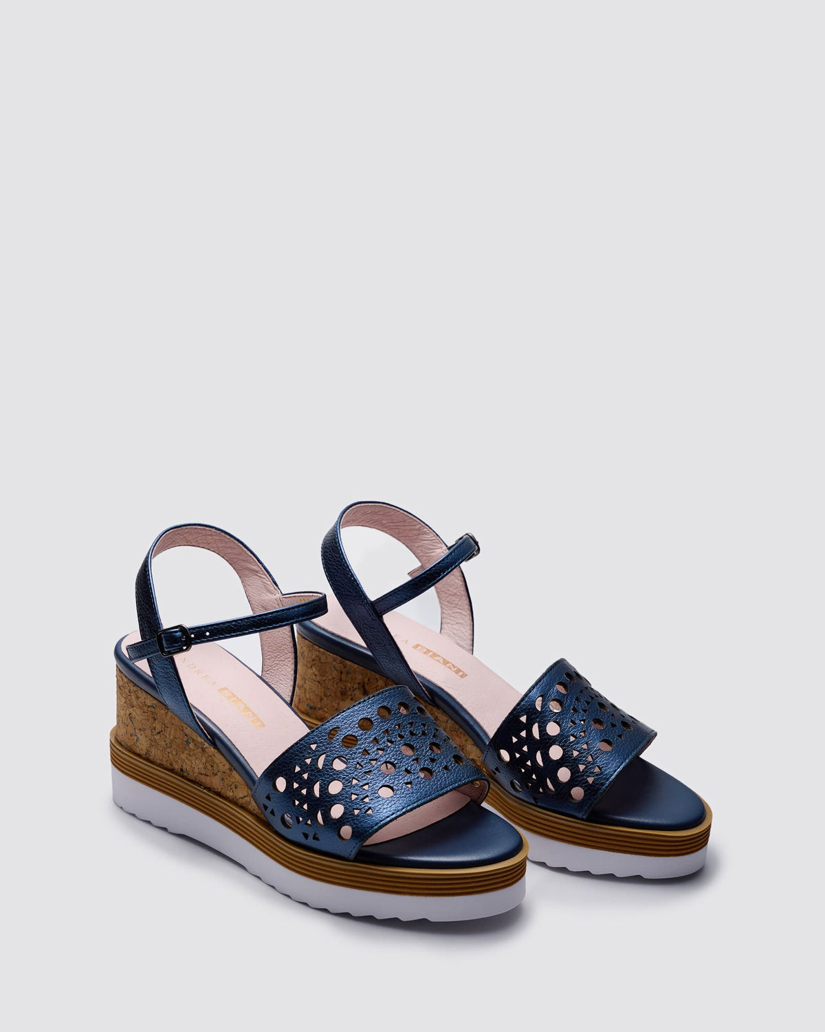 Andrea Biani Ingrid Navy Metallic Women s Wedge Sandal