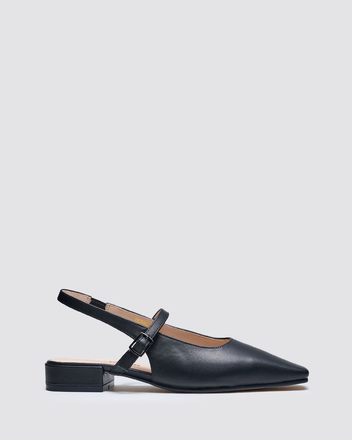 INTEREST SLINGBACK FLATS BLACK LEATHER
