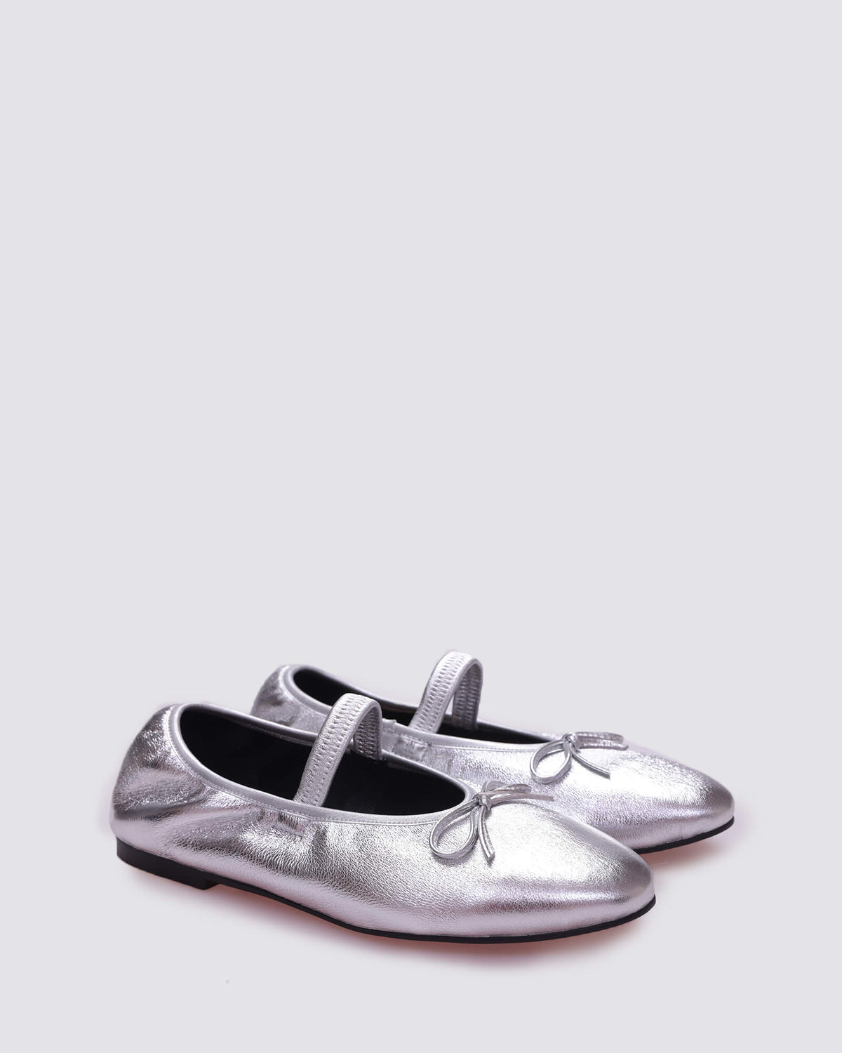 JADE MARYJANE BALLET FLATS SILVER STRETCH