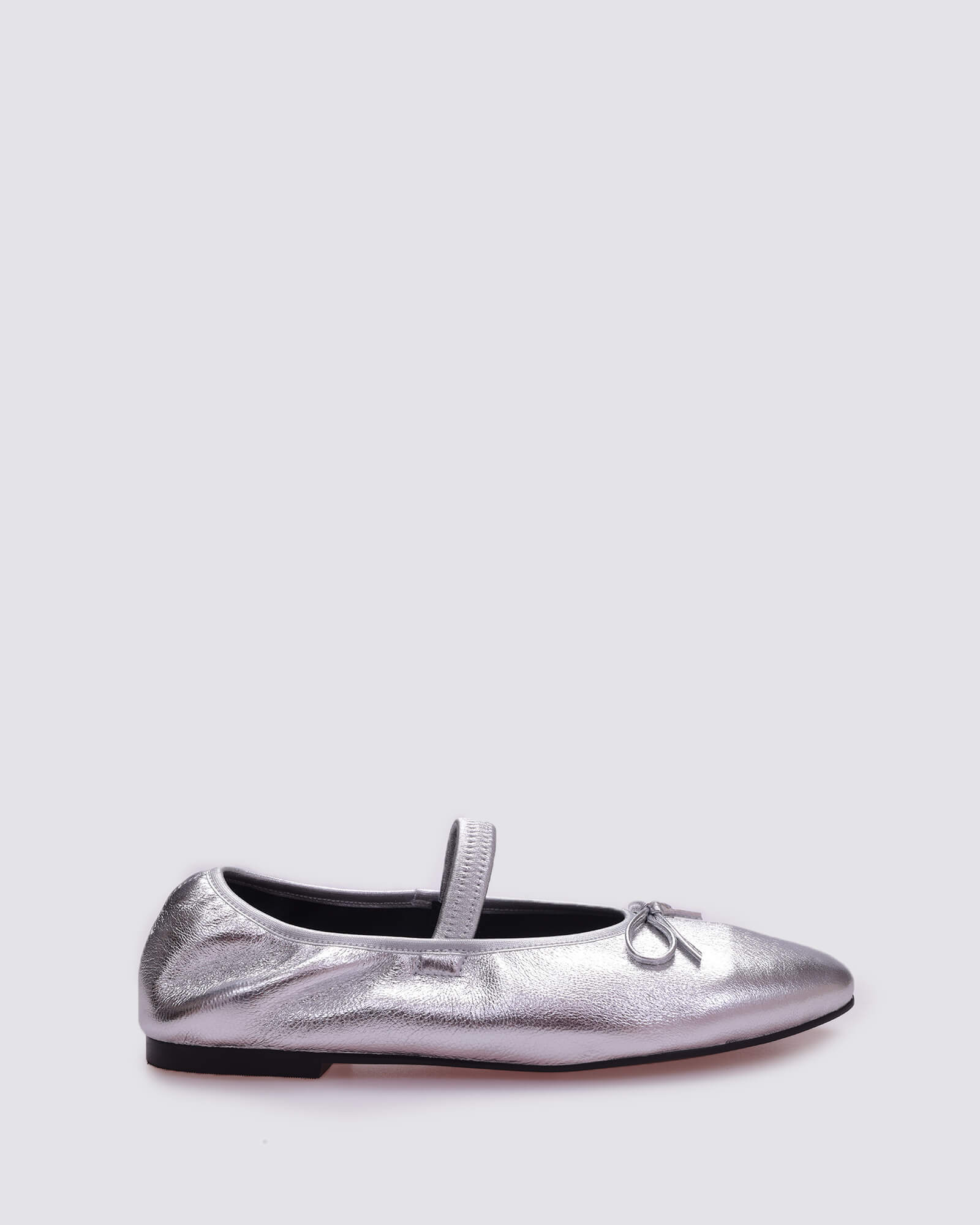JADE MARYJANE BALLET FLATS SILVER STRETCH