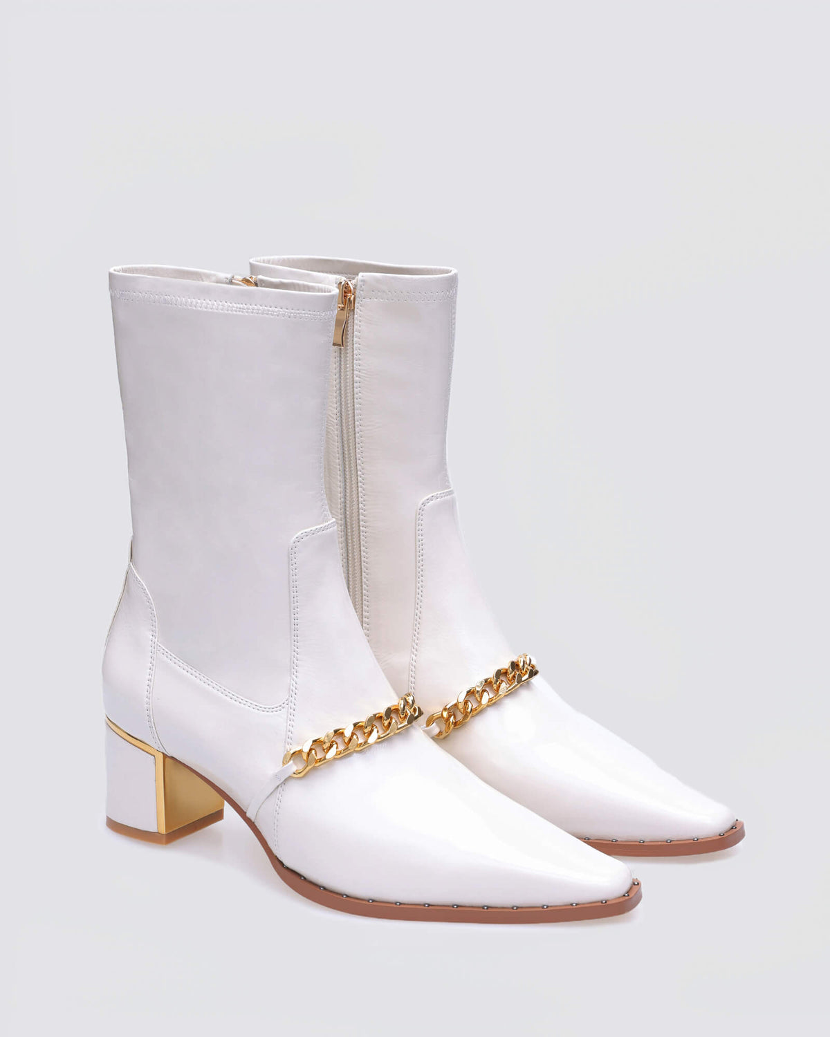 JEEPER ANKLE BOOTS ECRU PATENT LEATHER