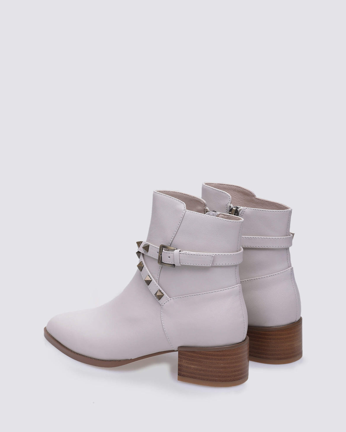 JEMIMA ANKLE BOOTS ECRU LEATHER