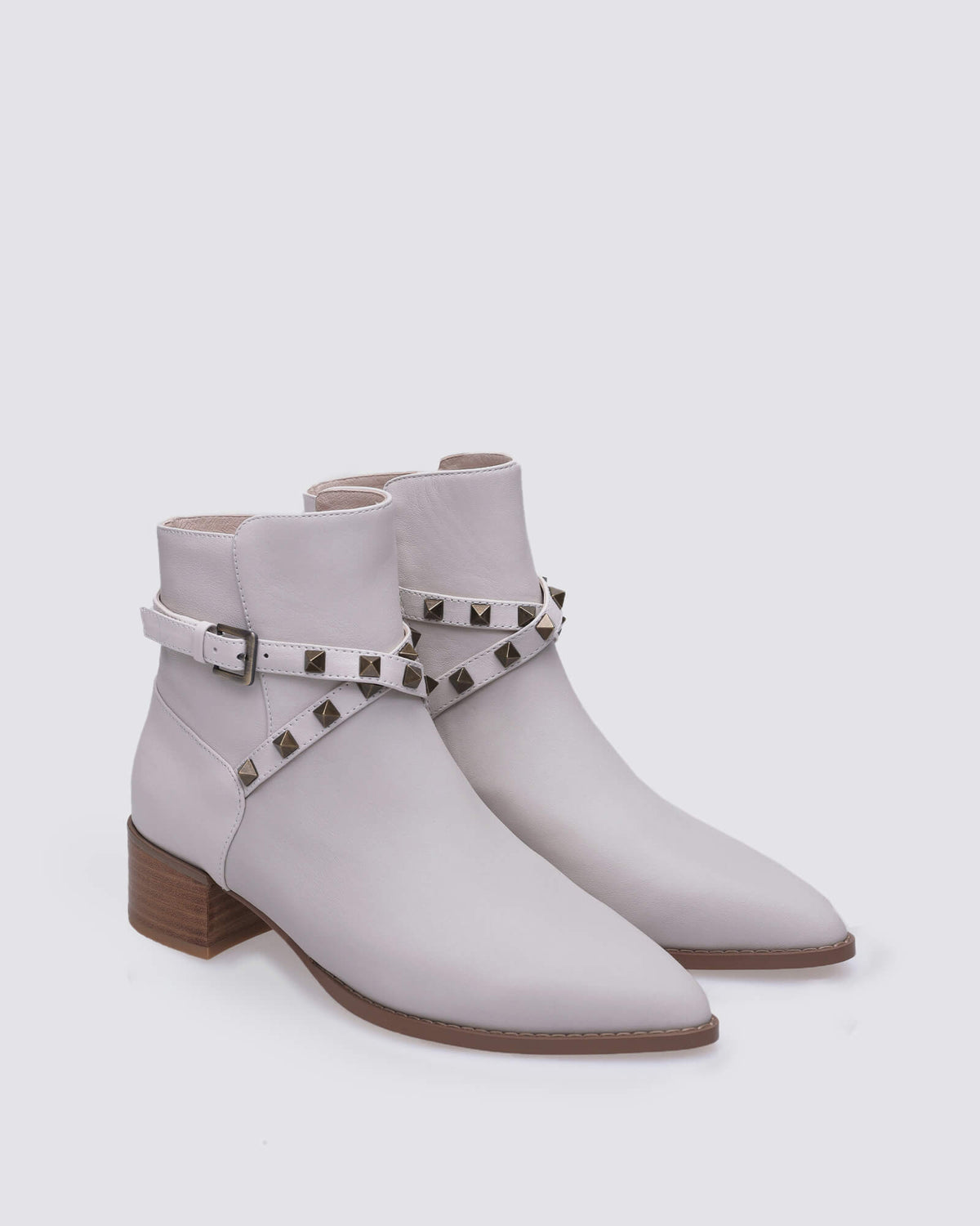 JEMIMA ANKLE BOOTS ECRU LEATHER