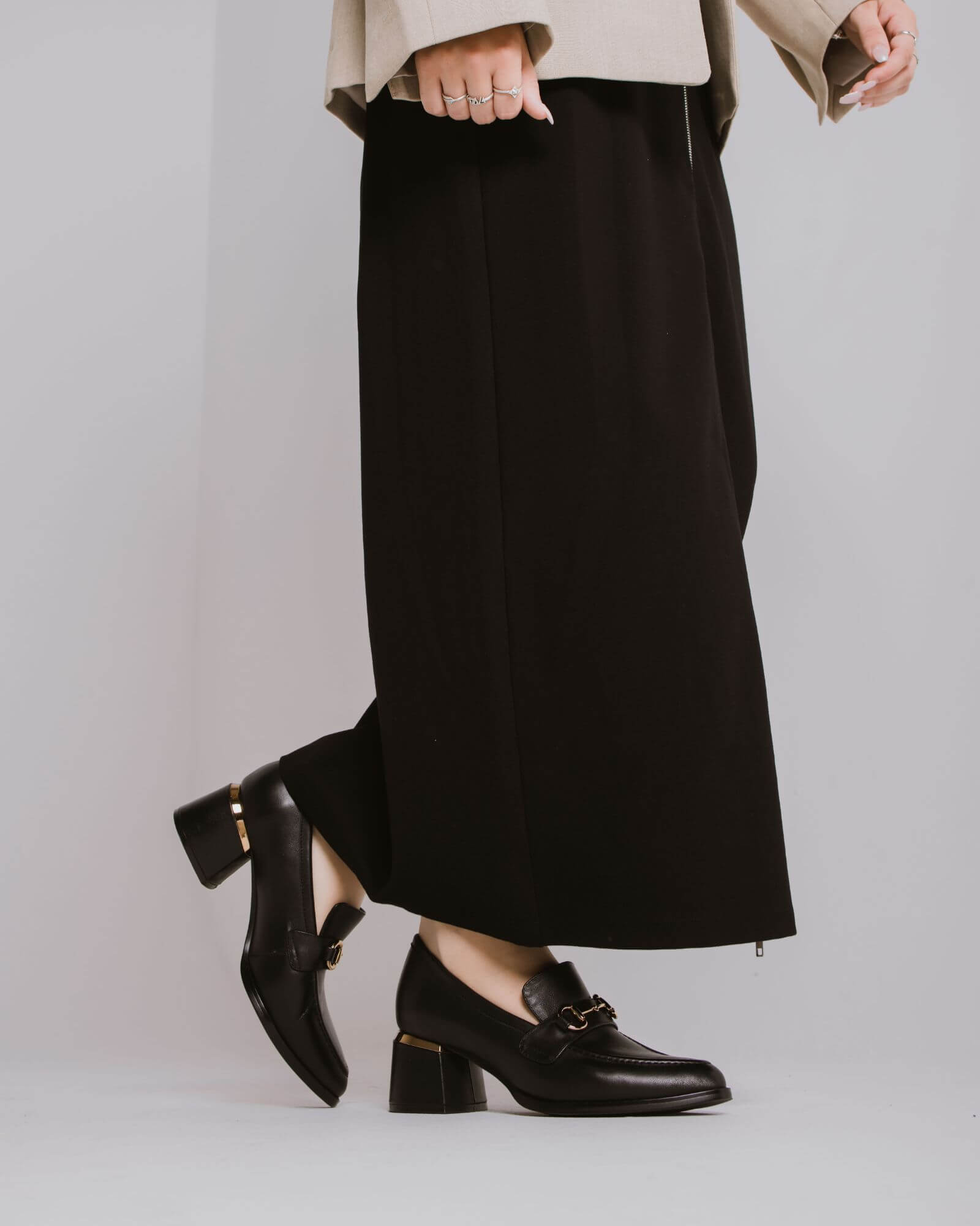 JESERE HEELED LOAFERS BLACK LEATHER