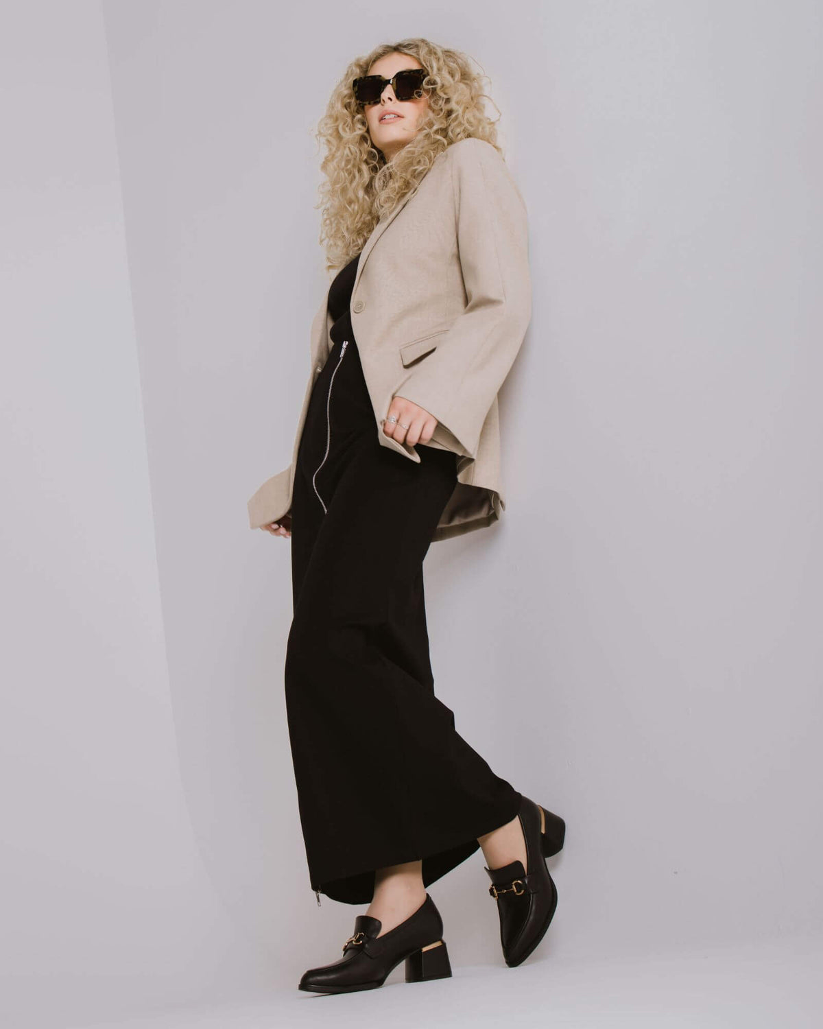 JESERE HEELED LOAFERS BLACK LEATHER