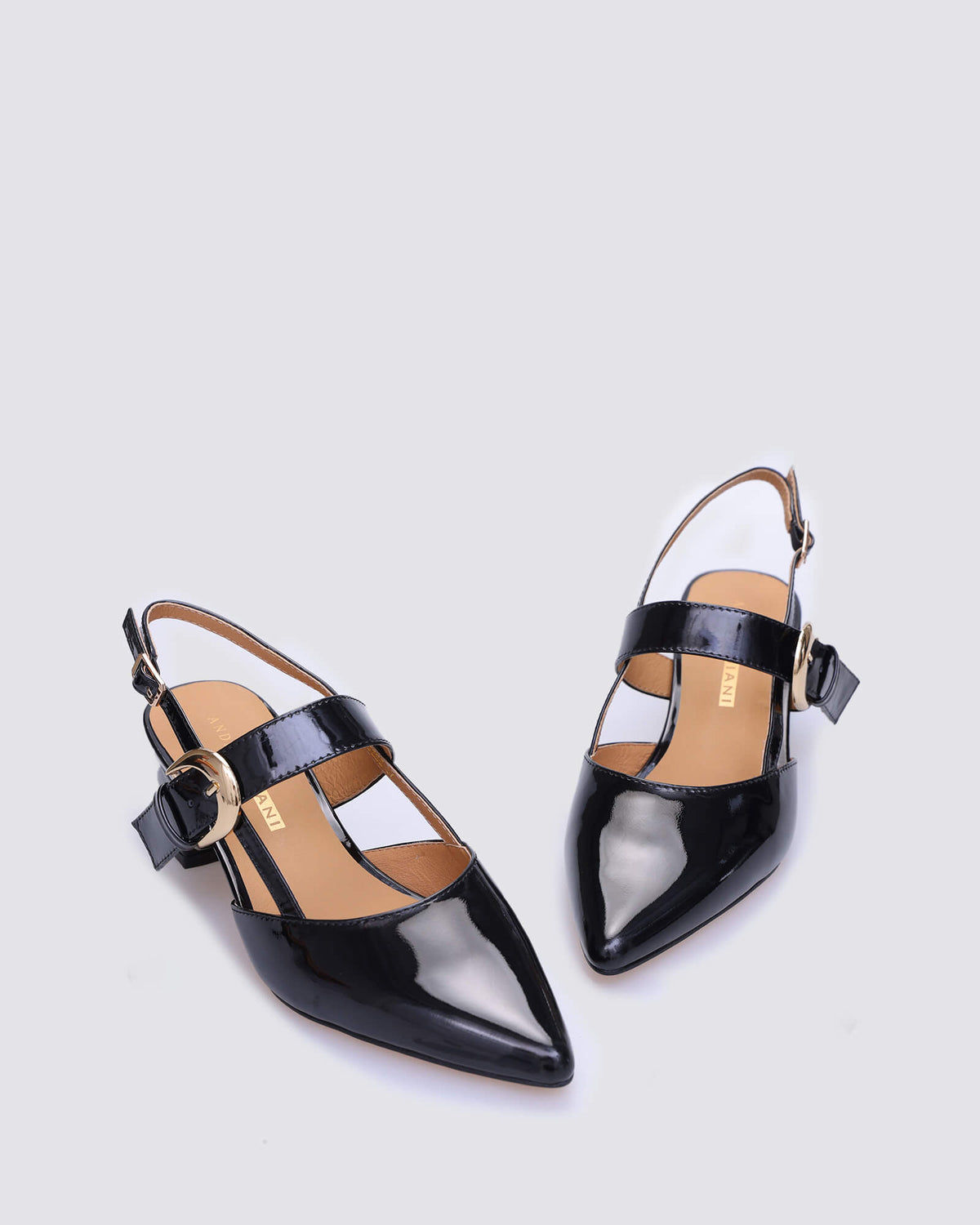JESS SLINGBACK HEELS BLACK PATENT