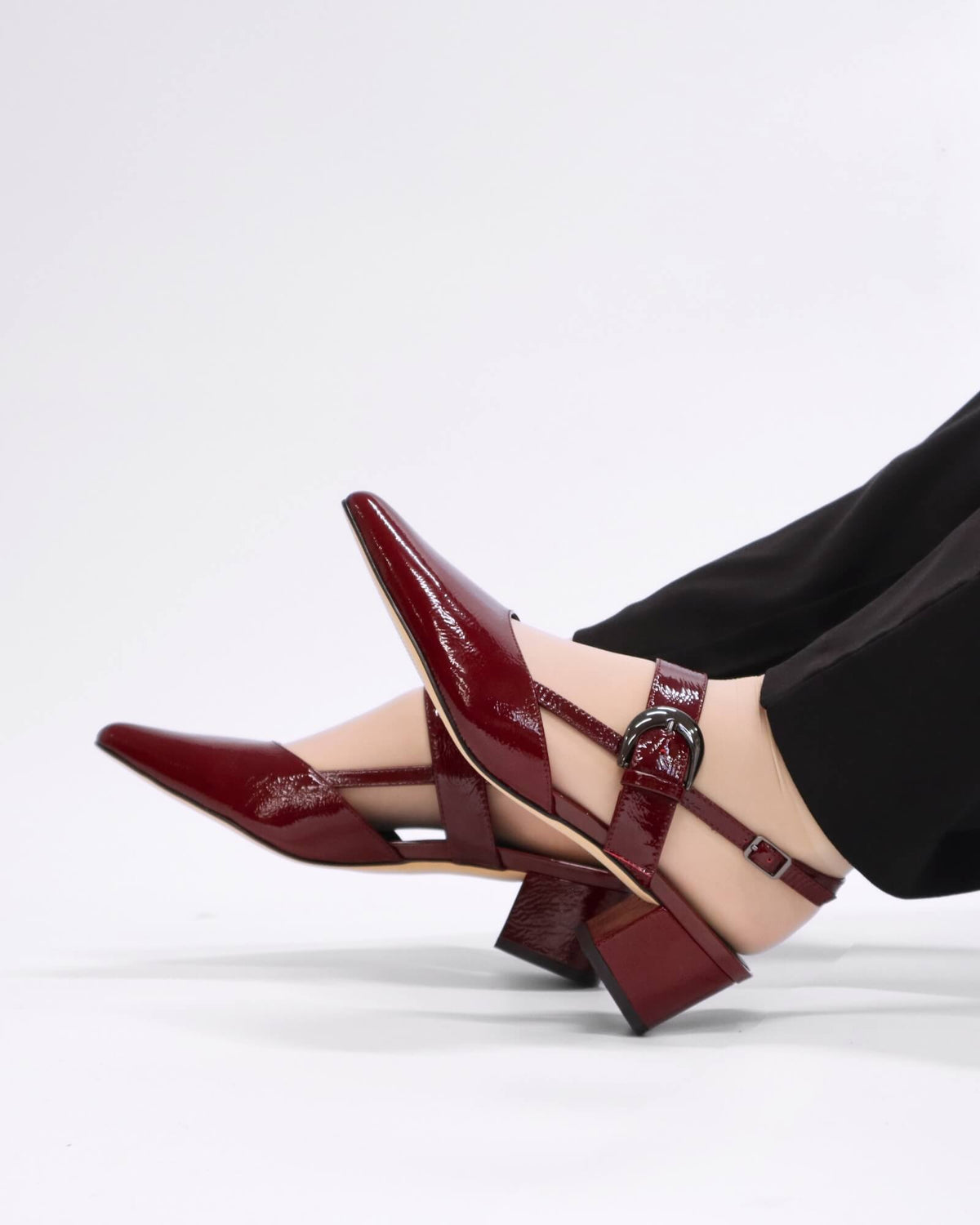 JESS SLINGBACK HEELS BORDEAUX PATENT