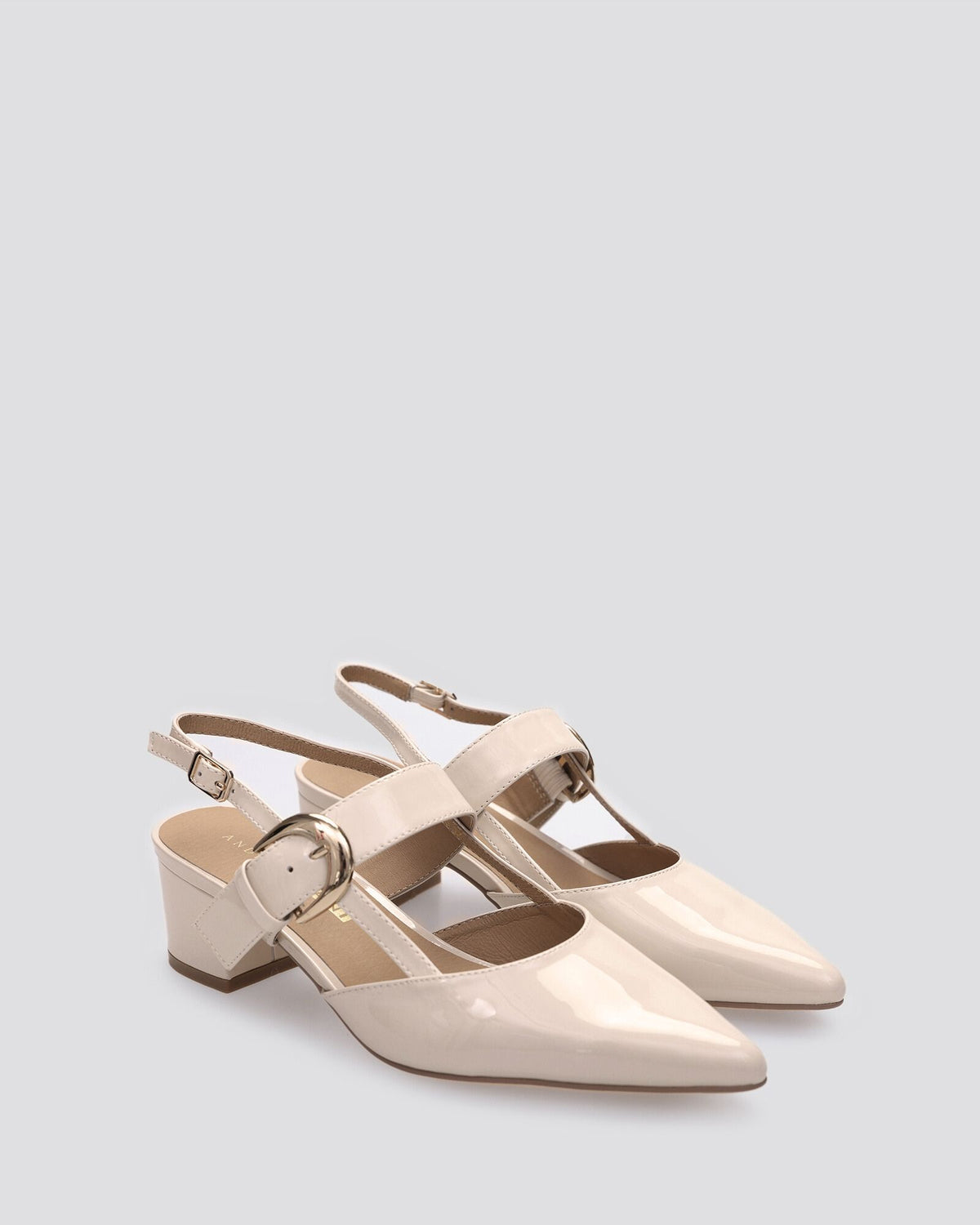 JESS SLINGBACK HEELS ECRU PATENT