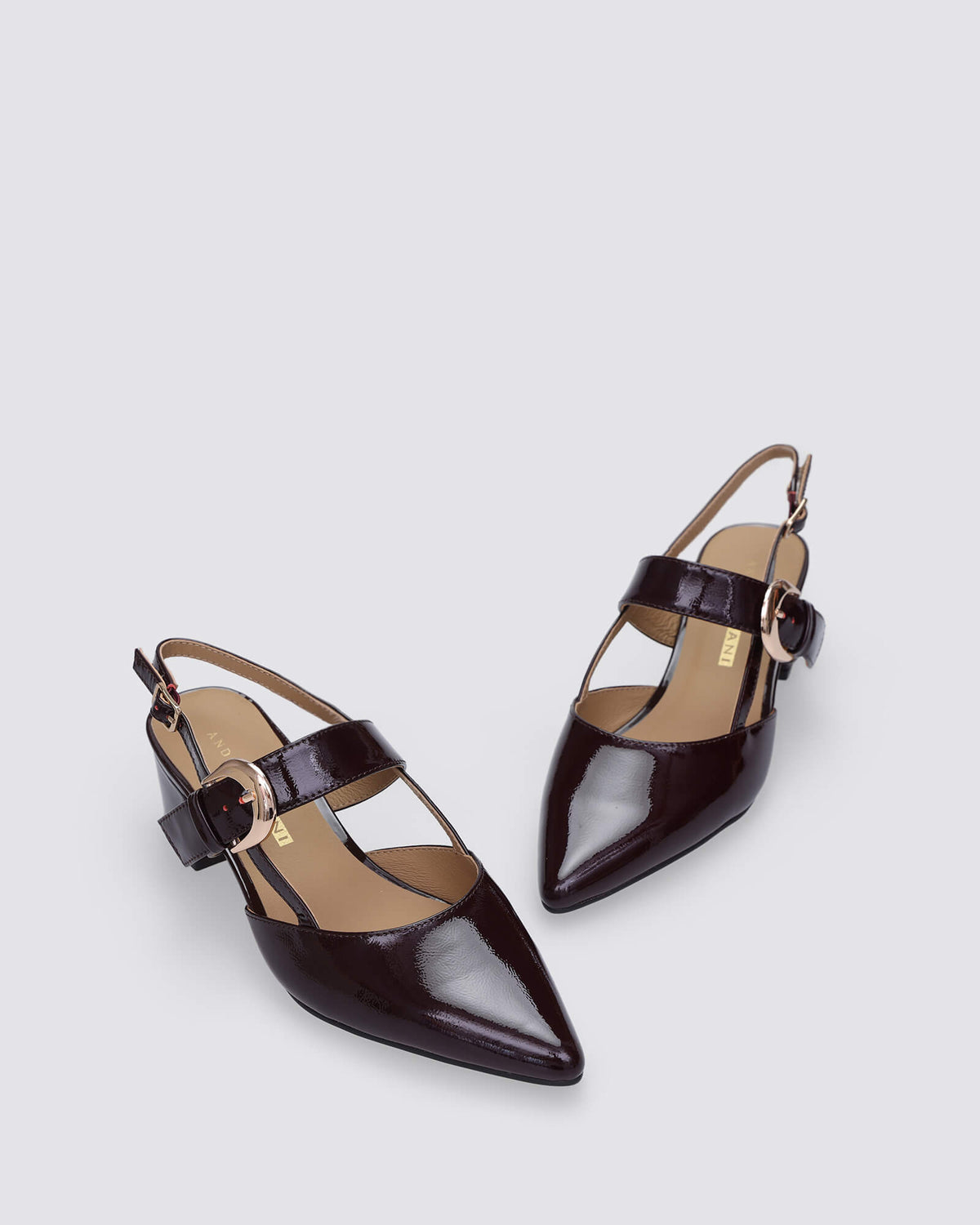 JESS SLINGBACK HEELS WINE PATENT