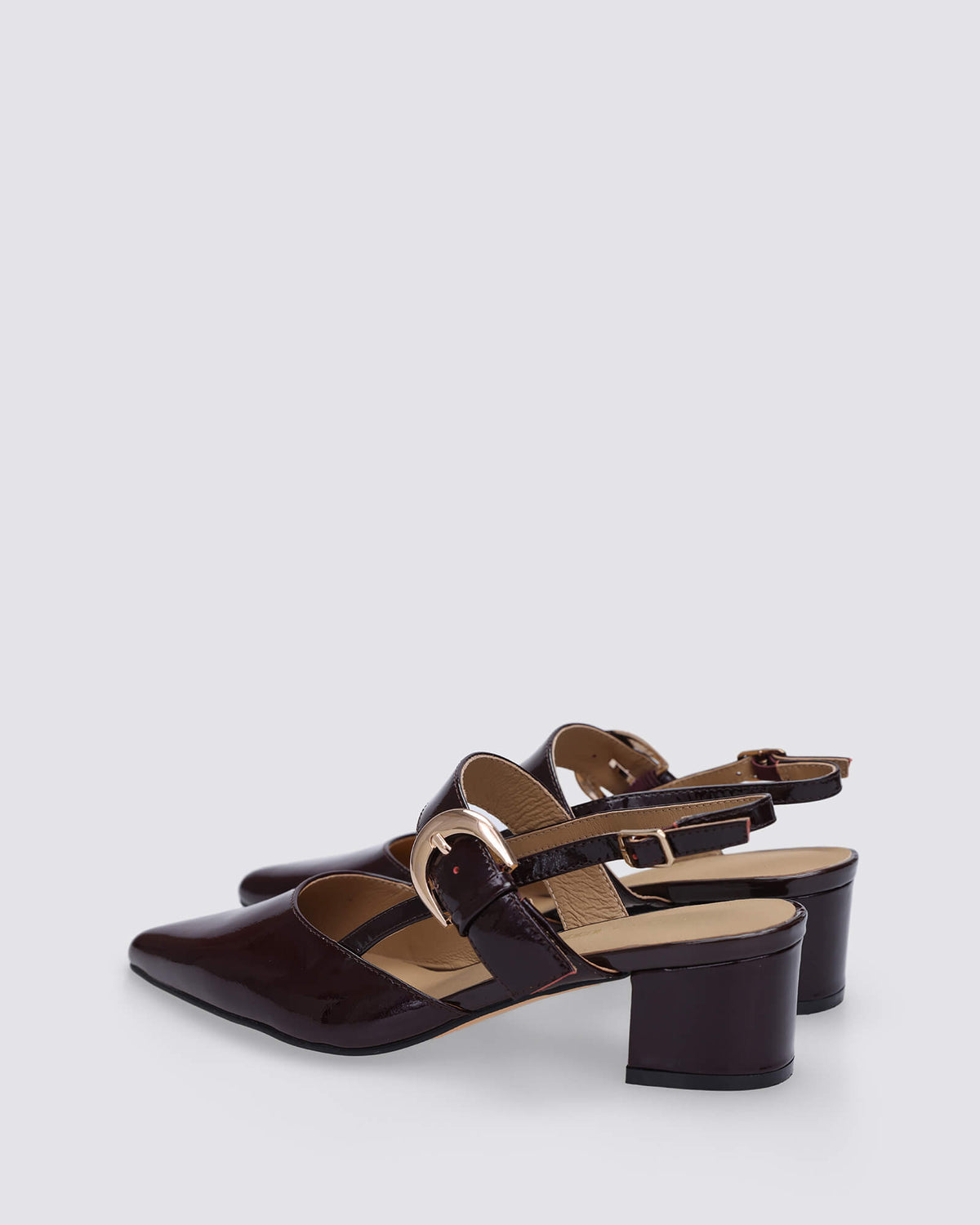 JESS SLINGBACK HEELS WINE PATENT
