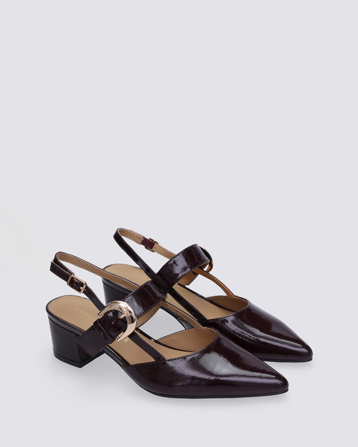 JESS SLINGBACK HEELS WINE PATENT