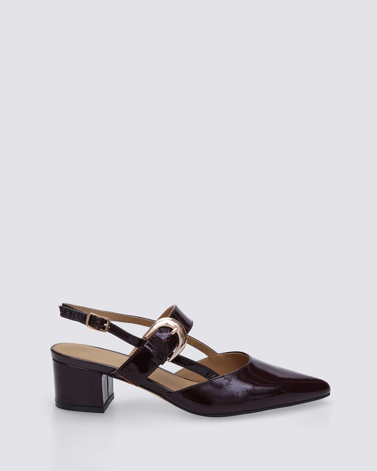 JESS SLINGBACK HEELS WINE PATENT