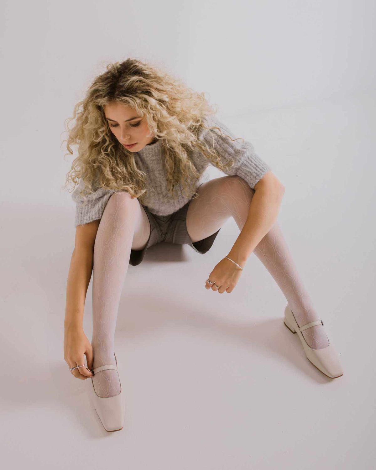 JEWEL MARYJANE FLATS ECRU LEATHER