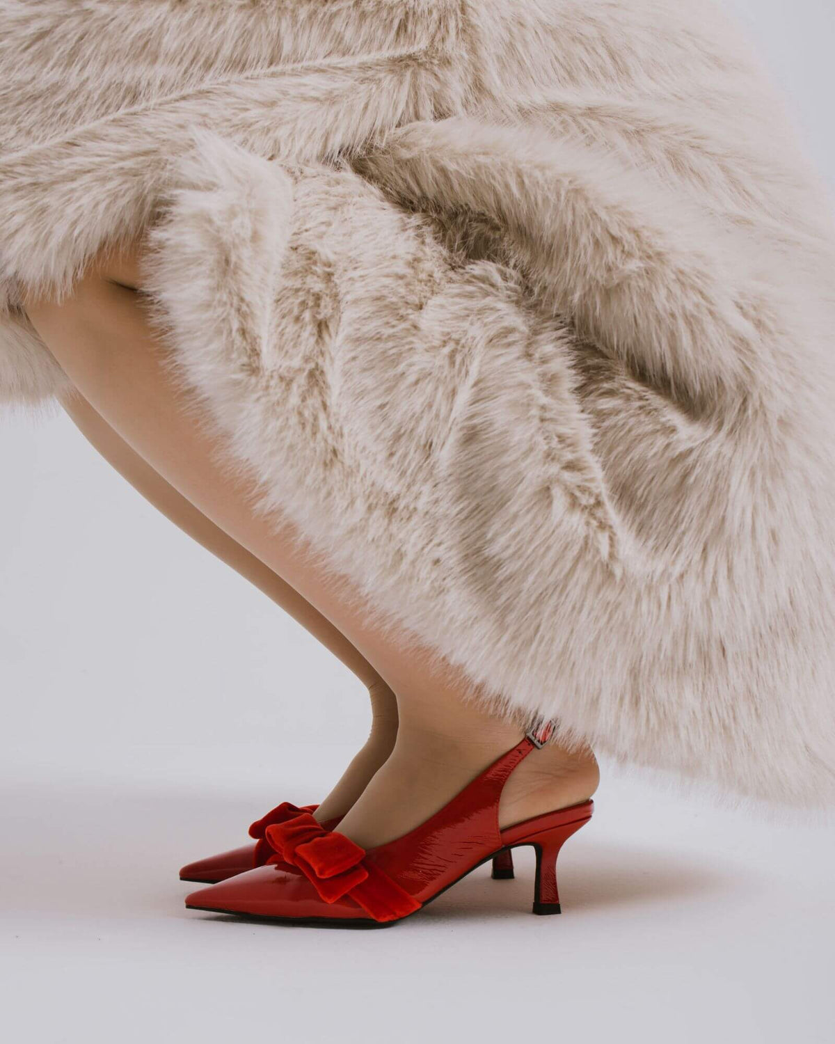 JULIA SLINGBLACK HEELS RED PATENT LEATHER