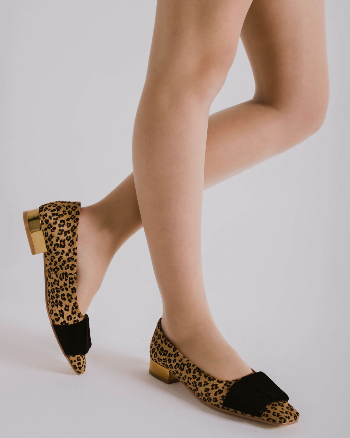 JUNE BALLET FLATS TAN LEOPARD LEATHER