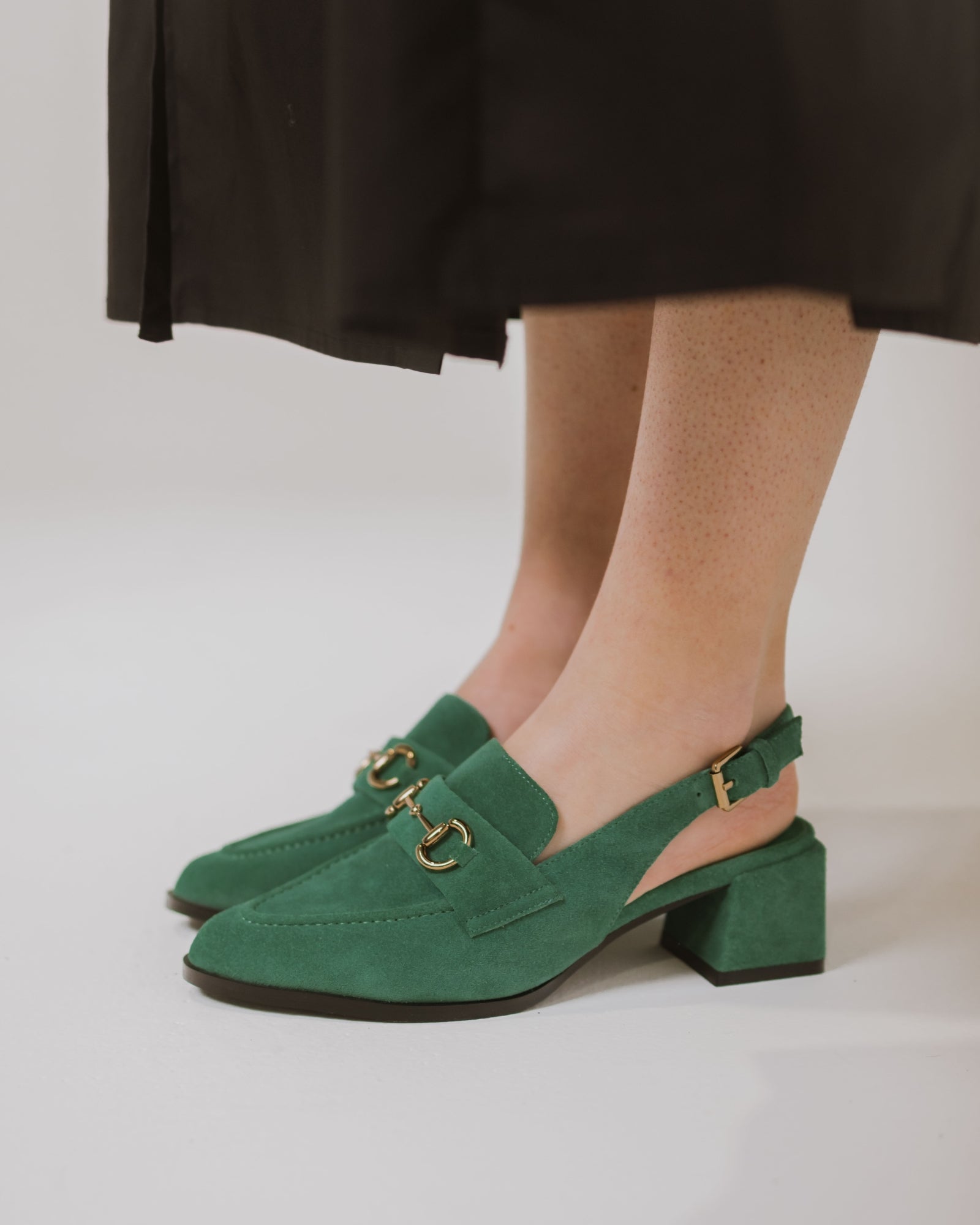 KATHRYN SLINGBACK LOAFERS GREEN SUEDE
