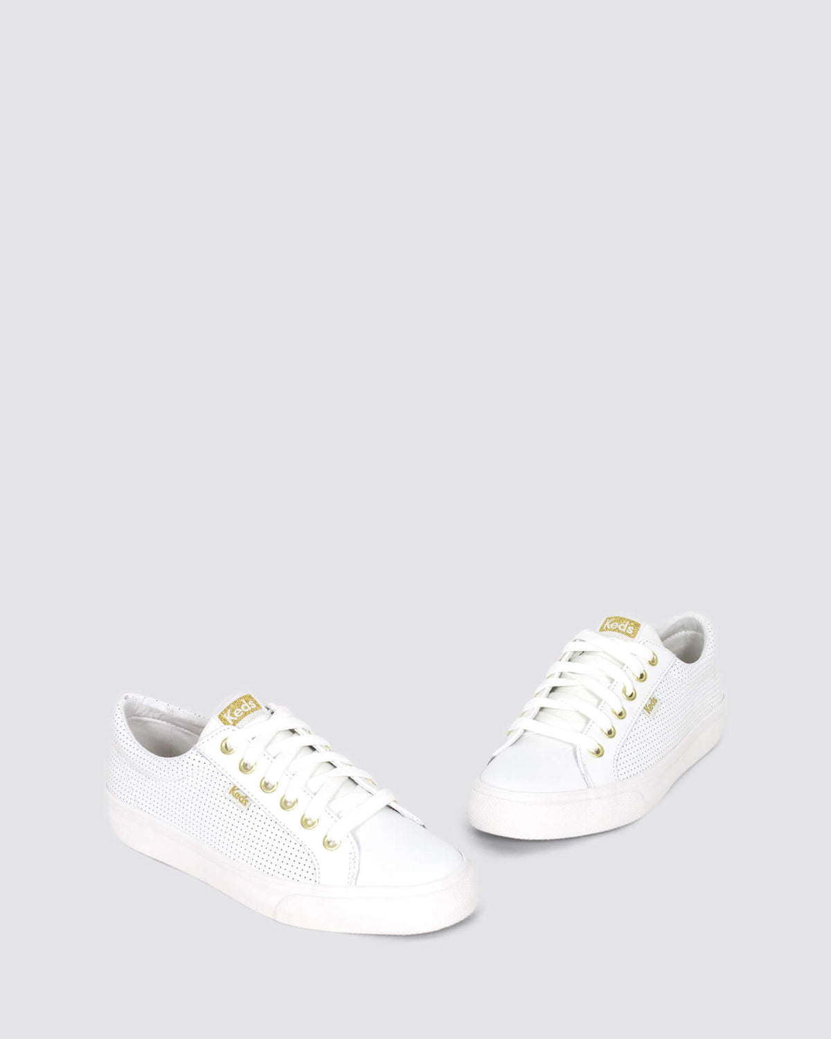 JUMP KICK SNEAKERS PERFORATED WHITE/GOLD LEATHER