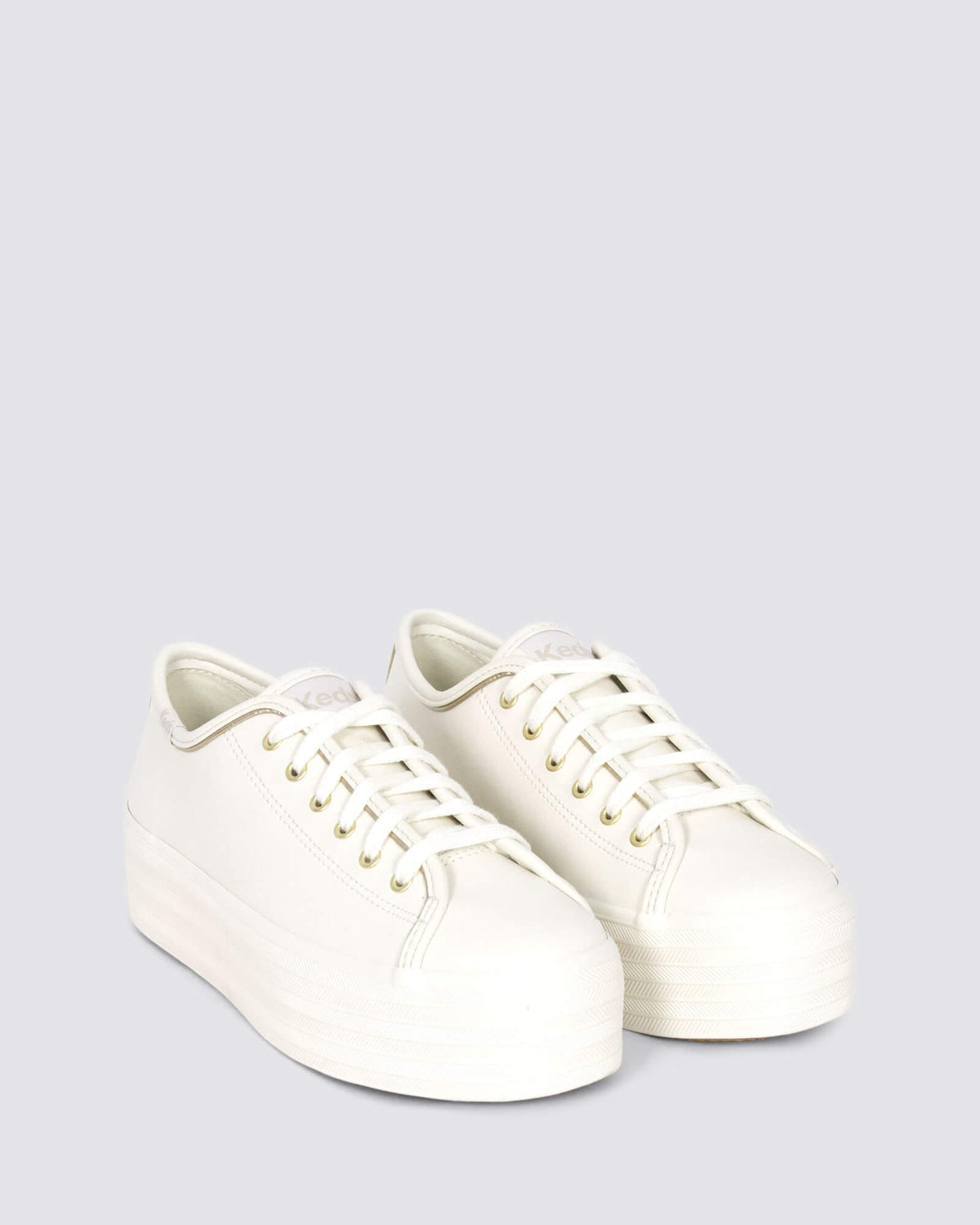 TRIPLE UP PLATFORM SNEAKERS WHITE/GOLD LEATHER