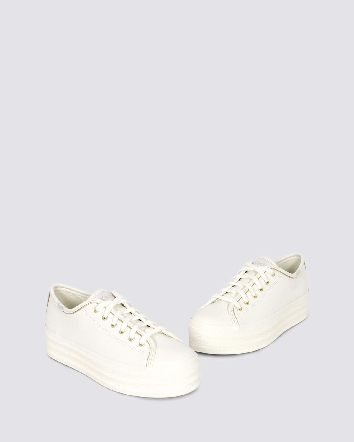 TRIPLE UP PLATFORM SNEAKERS WHITE/GOLD LEATHER