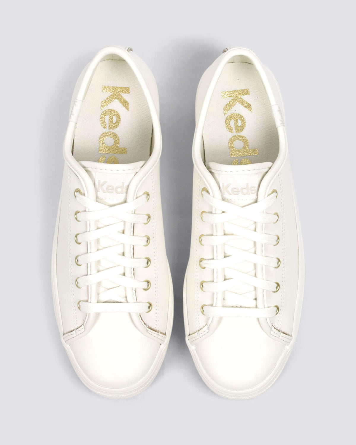 TRIPLE UP PLATFORM SNEAKERS WHITE/GOLD LEATHER