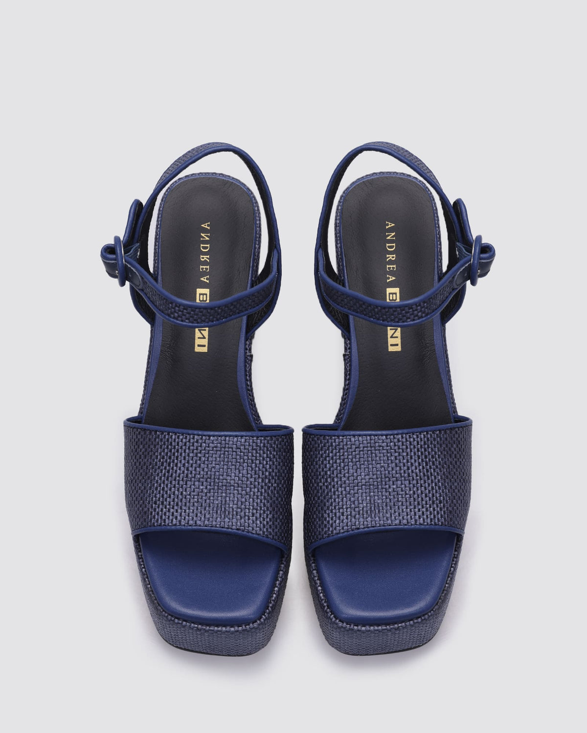 KENNEDY PLATFORM HEELS NAVY RAFFIA