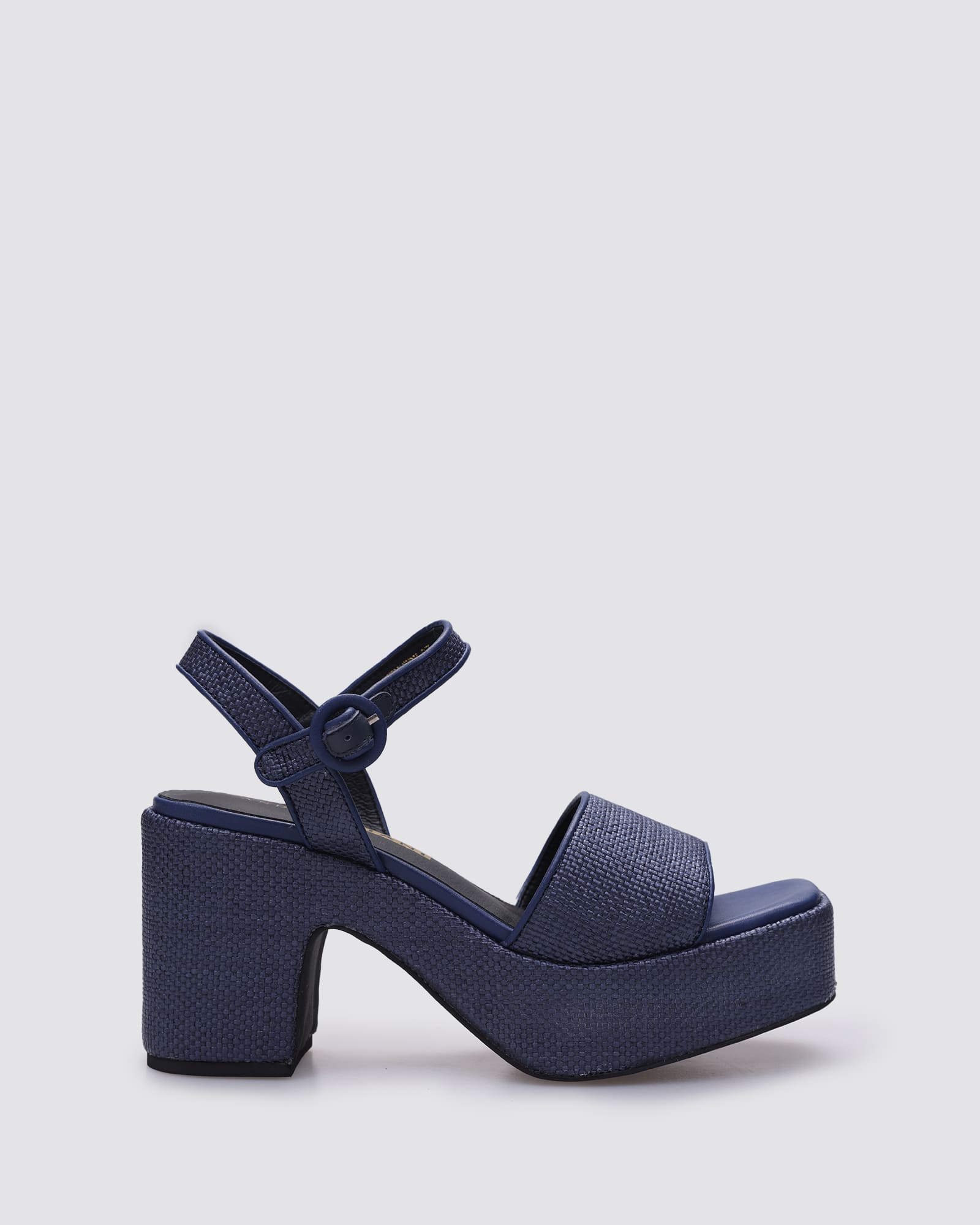 KENNEDY PLATFORM HEELS NAVY RAFFIA