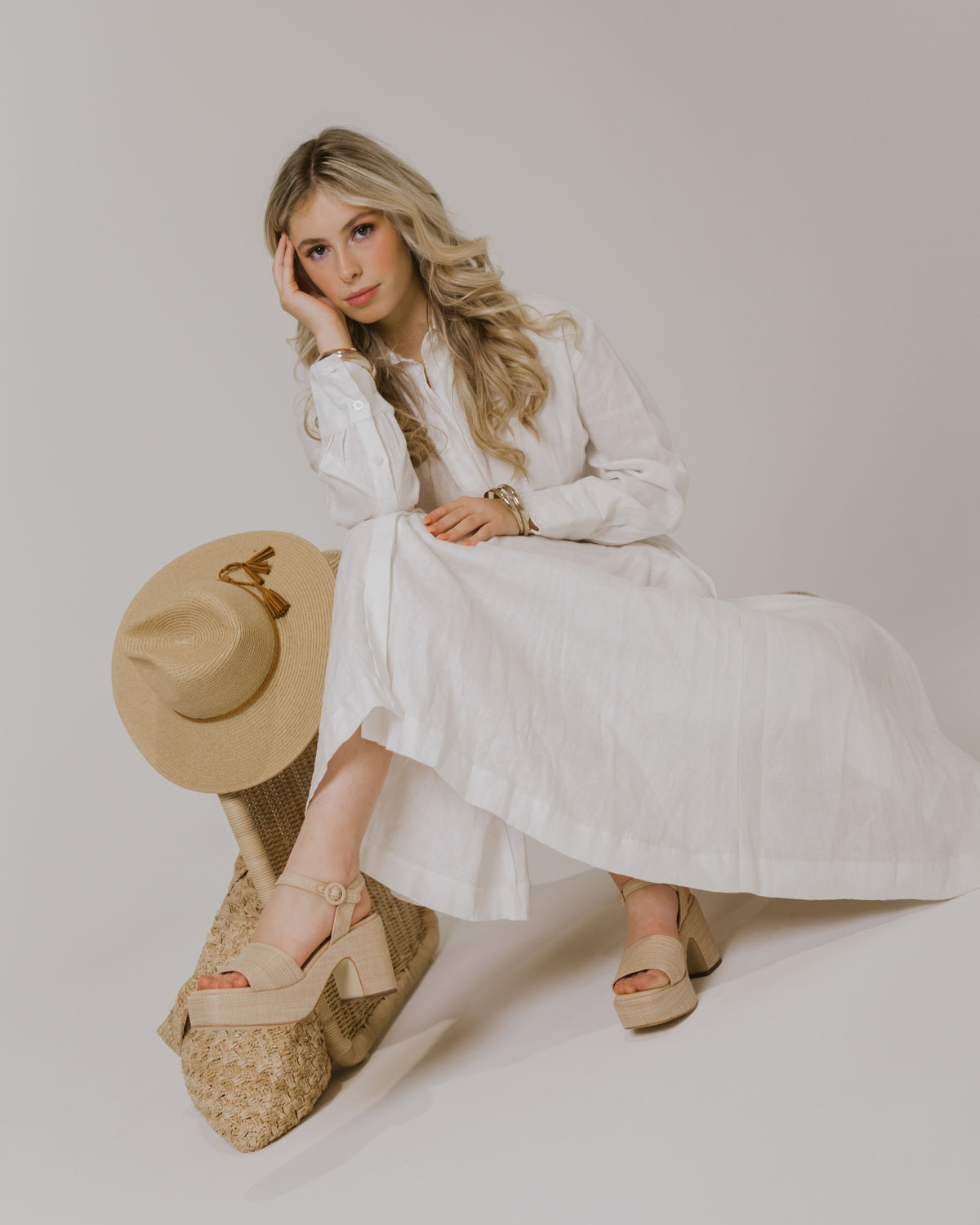 KENNEDY PLATFORM HEELS NATURAL RAFFIA