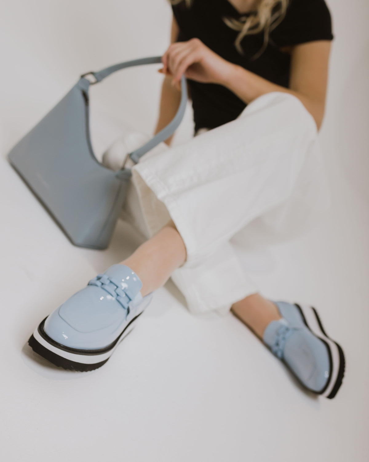 KIMBER PLATFORM LOAFERS SKY PATENT