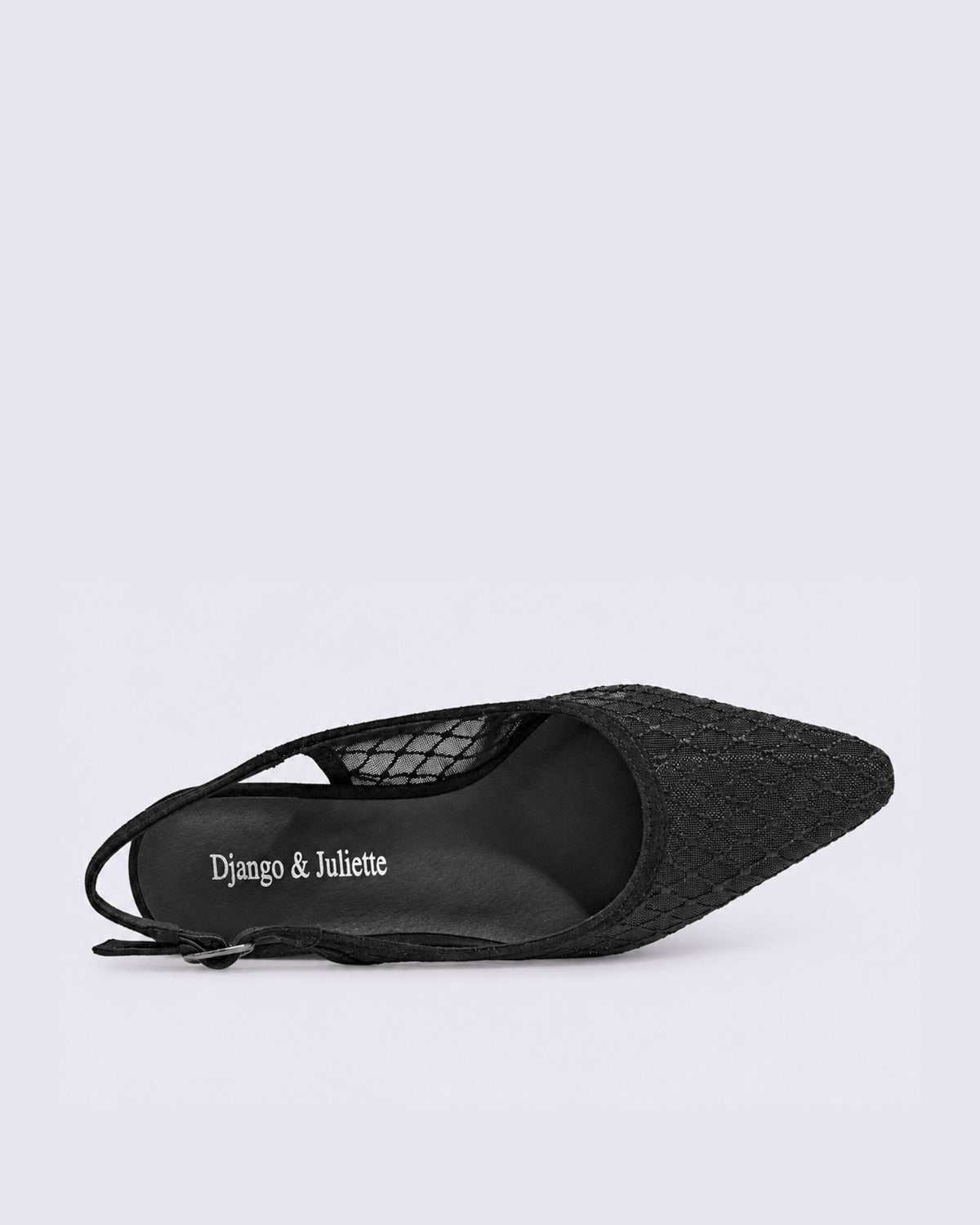KIPPS SLINGBACK HEELS BLACK SUEDE/MESH