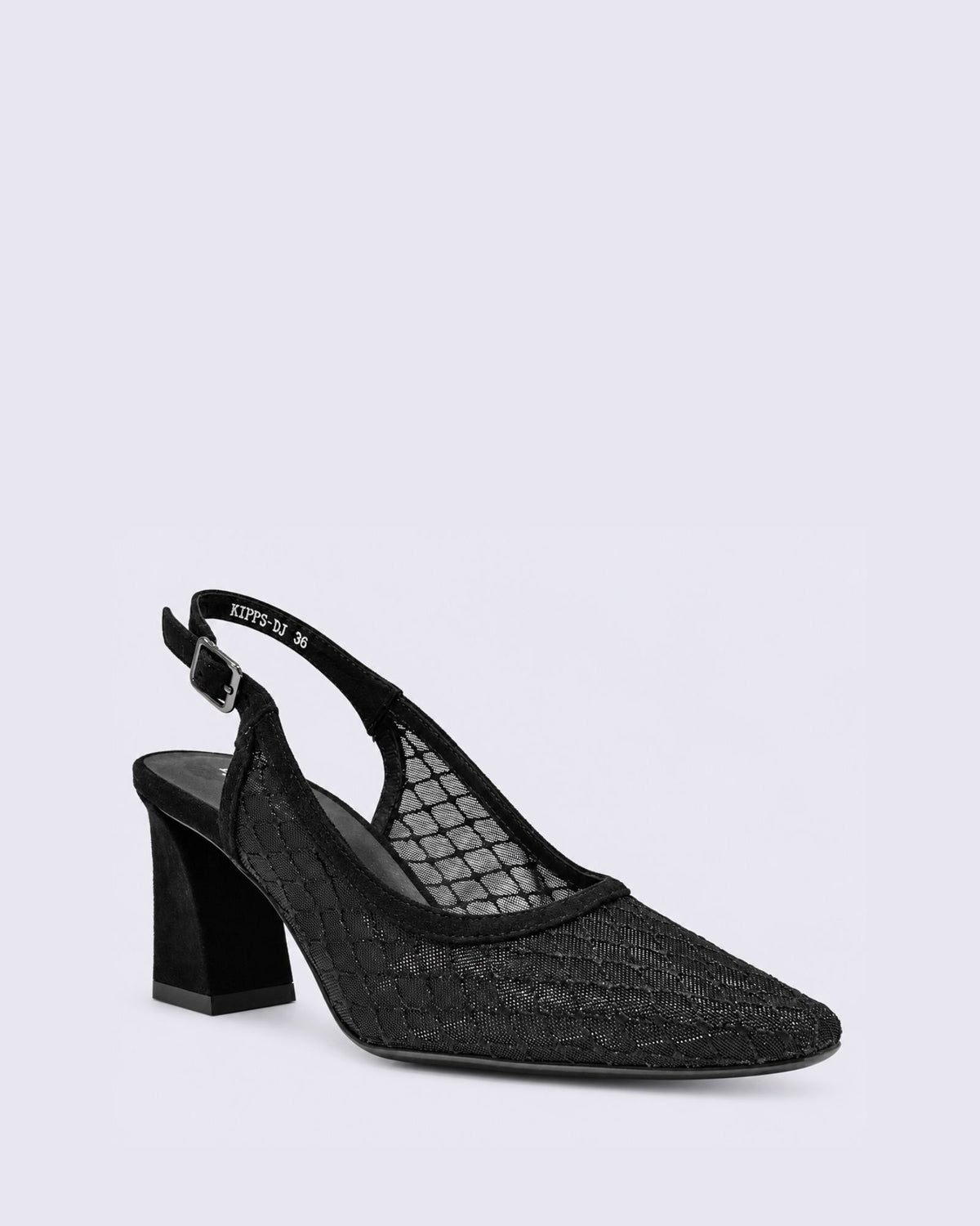 KIPPS SLINGBACK HEELS BLACK SUEDE/MESH