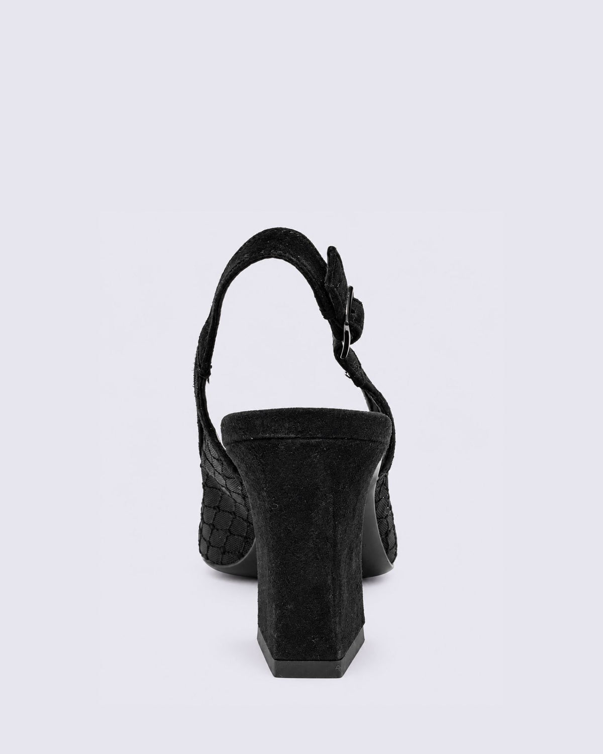 KIPPS SLINGBACK HEELS BLACK SUEDE/MESH