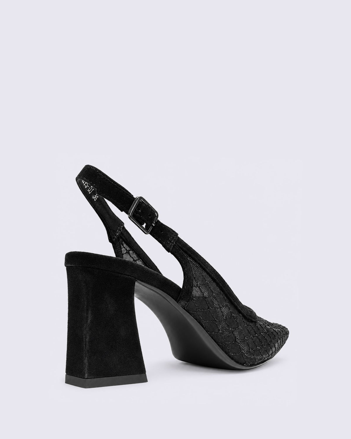 KIPPS SLINGBACK HEELS BLACK SUEDE/MESH