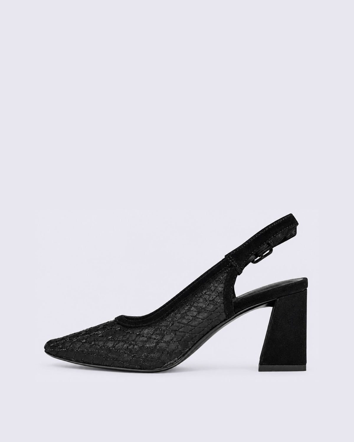 KIPPS SLINGBACK HEELS BLACK SUEDE/MESH